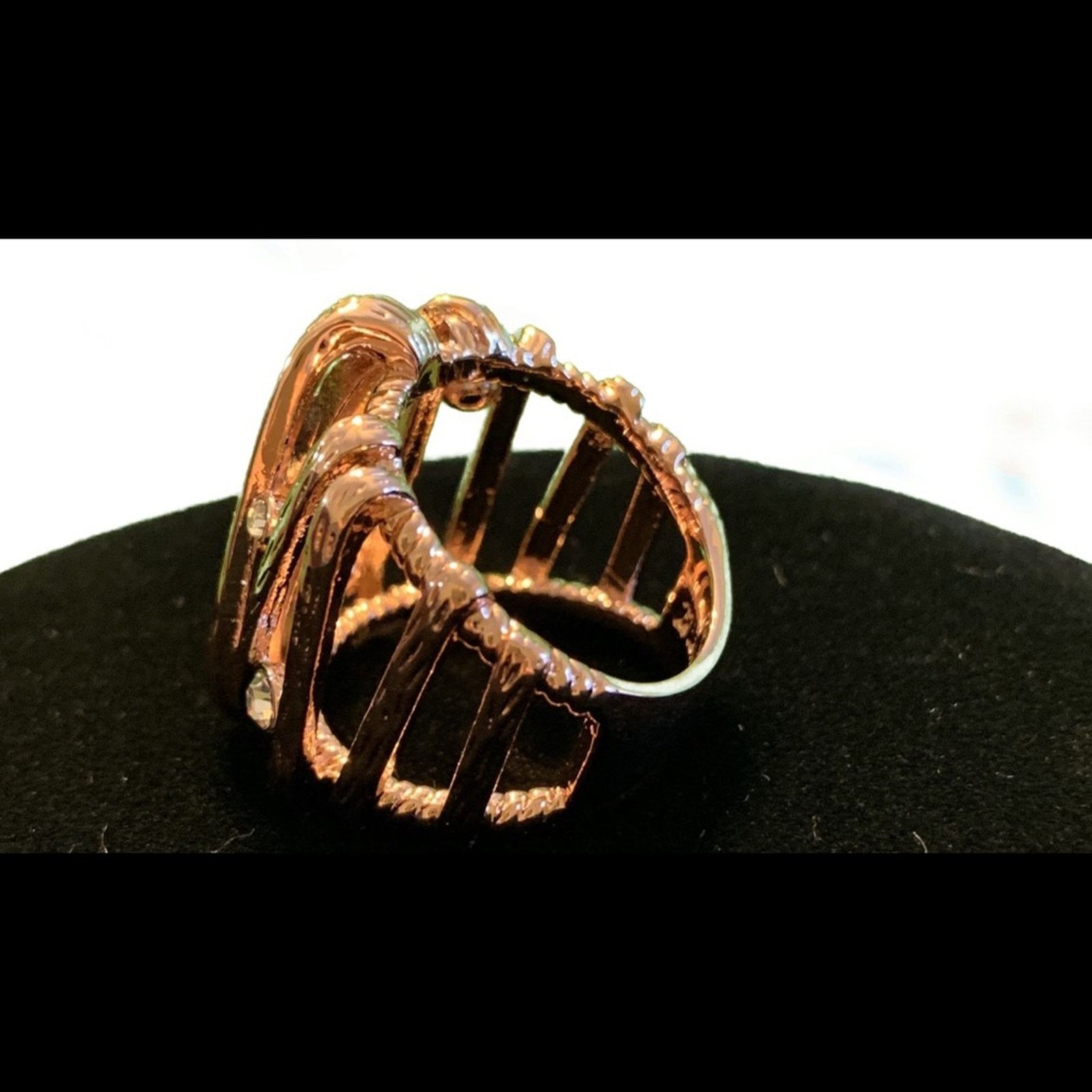 Other Ornate Rose Gold Diamond Cage Ring Size 8 18KRGP Size ONE SIZE - 3 Thumbnail