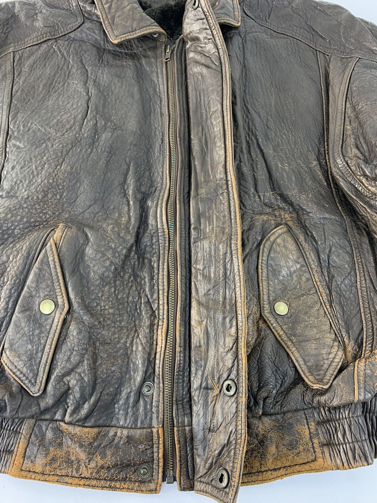 Genuine Leather 90s Japanese Uno Uomo Bomber Leather Jacket Sherpa Inner Size US L / EU 52-54 / 3 - 4 Thumbnail
