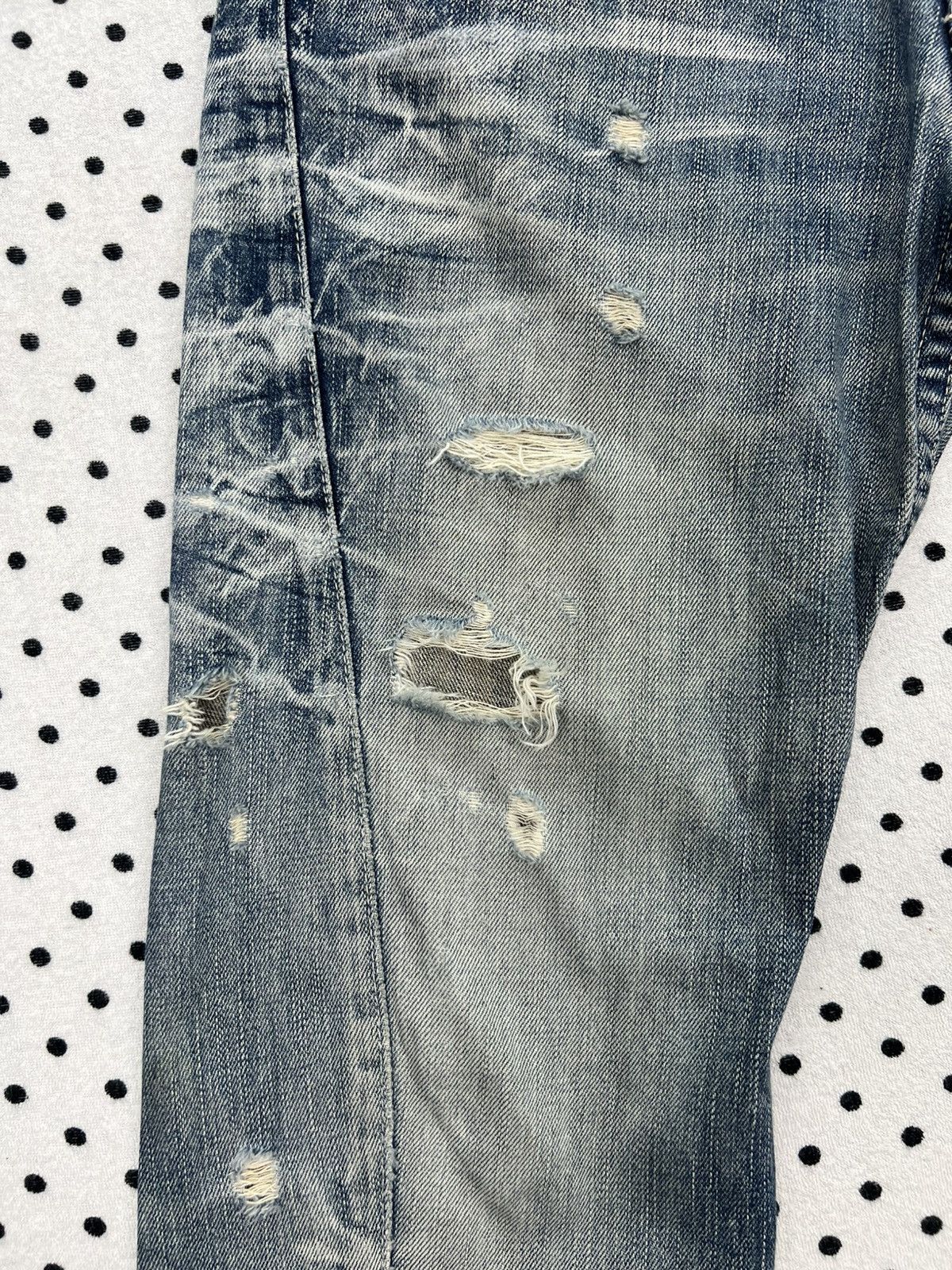 Japanese Brand Rattle Trap Crazy Trashed & Destroyed Flare Denim Size US 32 / EU 48 - 12 Thumbnail