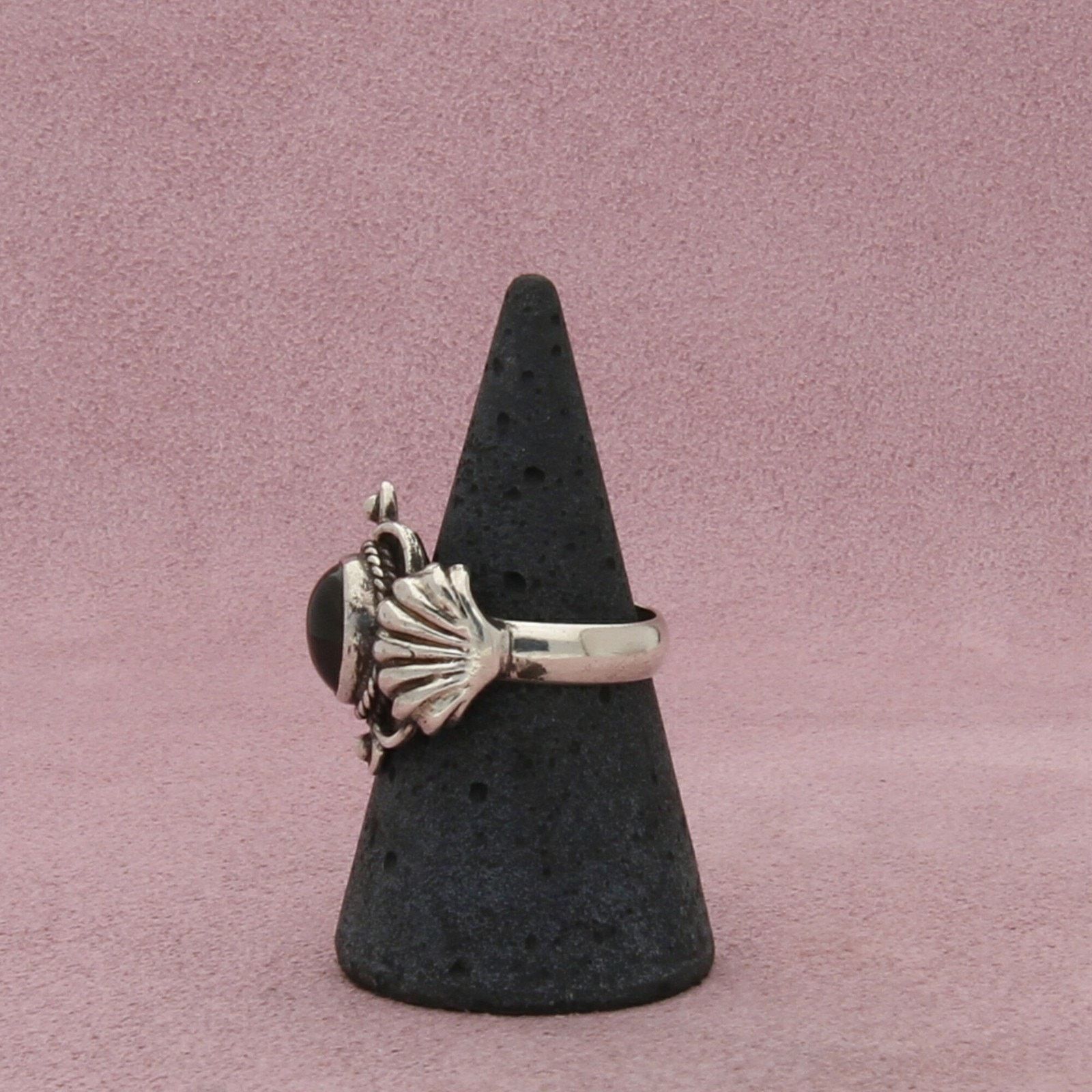 Sterling Silver sterling silver vintage braided onyx shell ring size 6.75 Size ONE SIZE - 4 Thumbnail