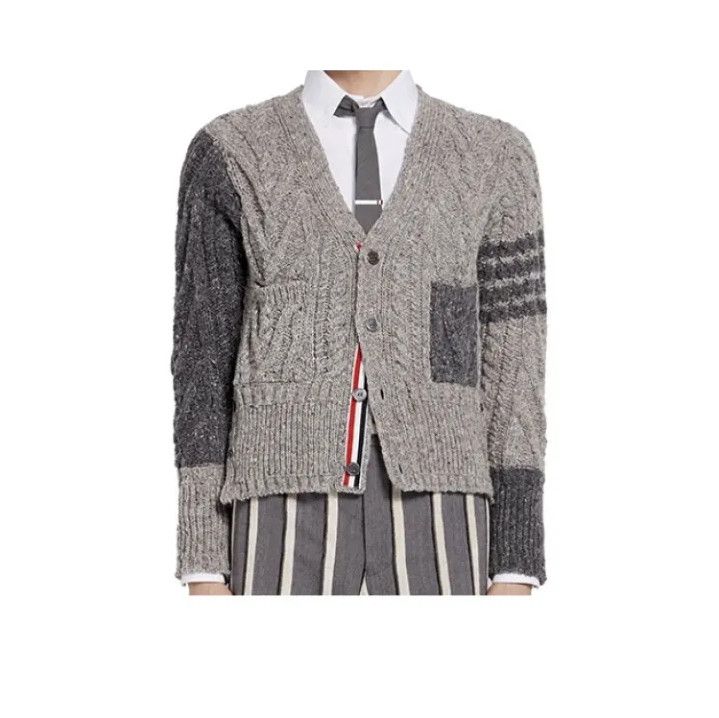 Thom Browne Thom Browne Grey Knit Wool Cardigan Sweater Size US M / EU 48-50 / 2 - 1 Thumbnail