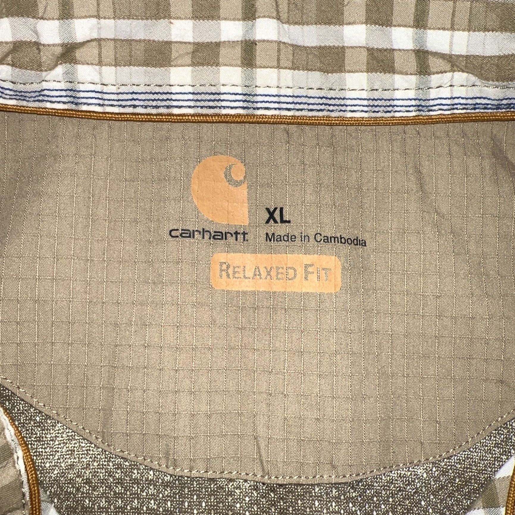 Carhartt Carhartt Beige Plaid Button Down Shirt Mens Size XL Size US XL / EU 56 / 4 - 3 Thumbnail