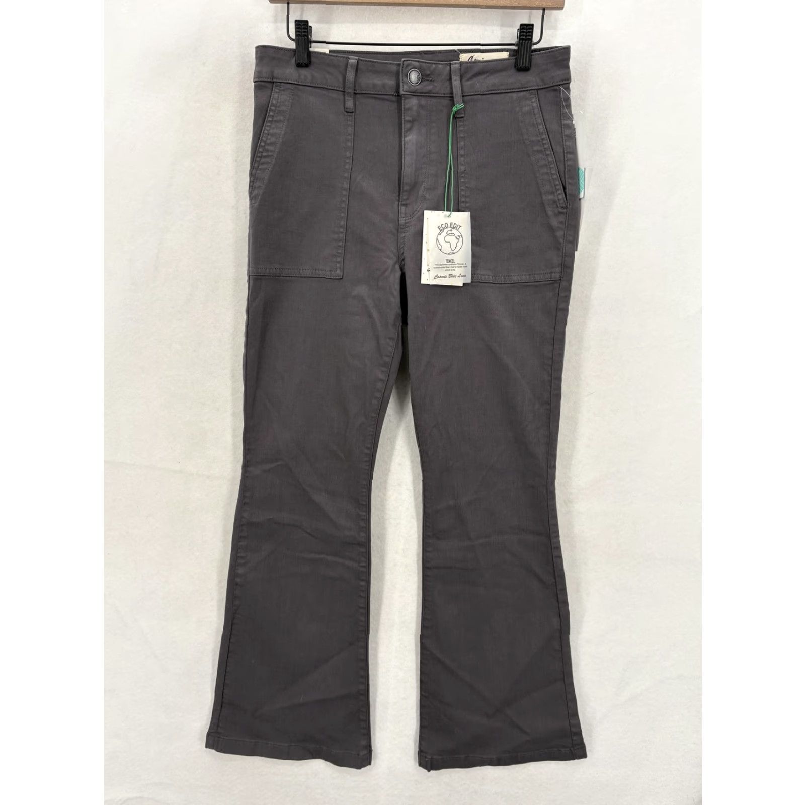 Vintage Cosmic Blue Love Liya Eco Bootcut Pants Womens 29P Gray Twill Patch Pockets NWT Size 29" - 2 Thumbnail