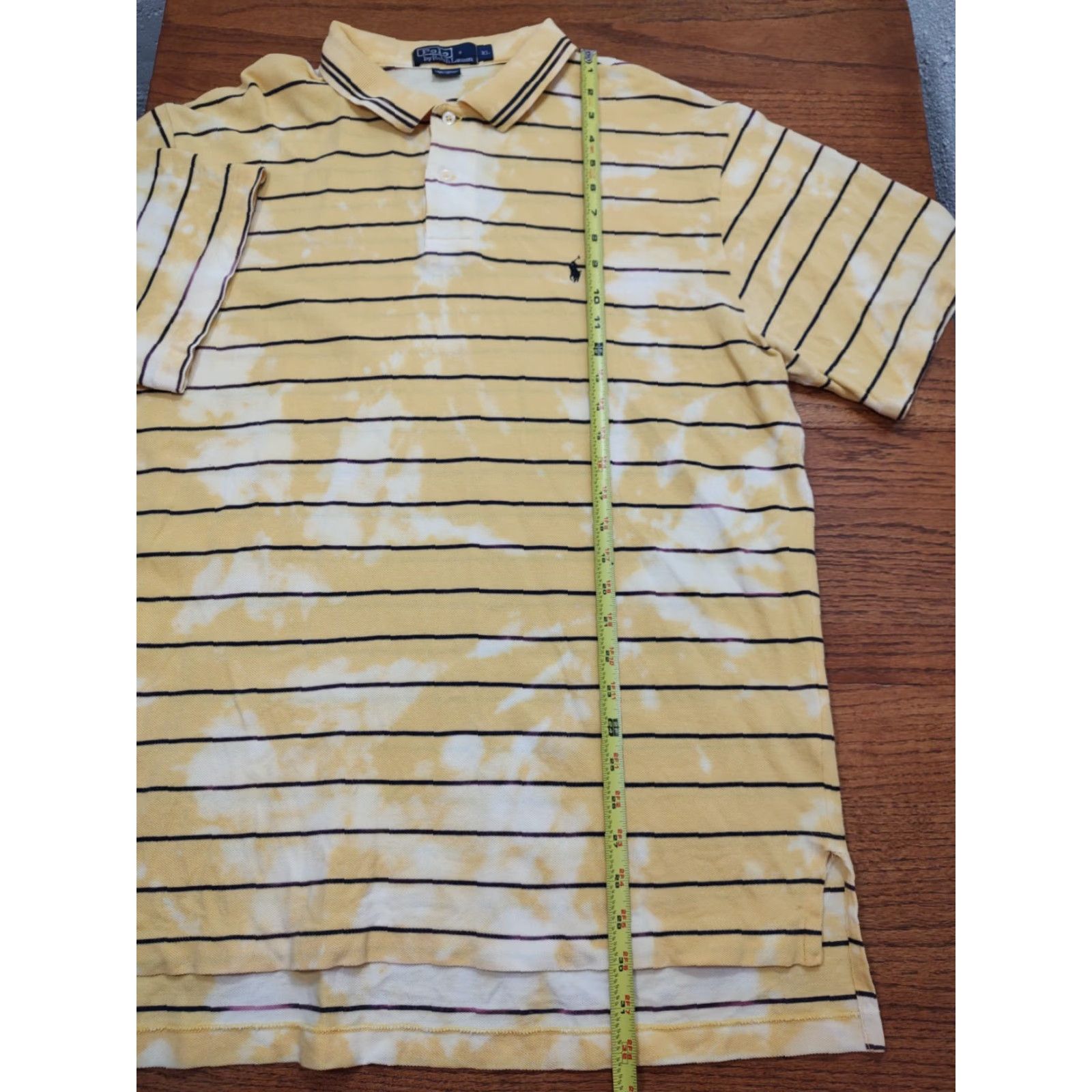 Polo Ralph Lauren VINTAGE Polo Ralph Lauren Shirt Mens XL Tie Dye Acid Wash Yellow Striped 90s College USA Size US XL / EU 56 / 4 - 4 Thumbnail