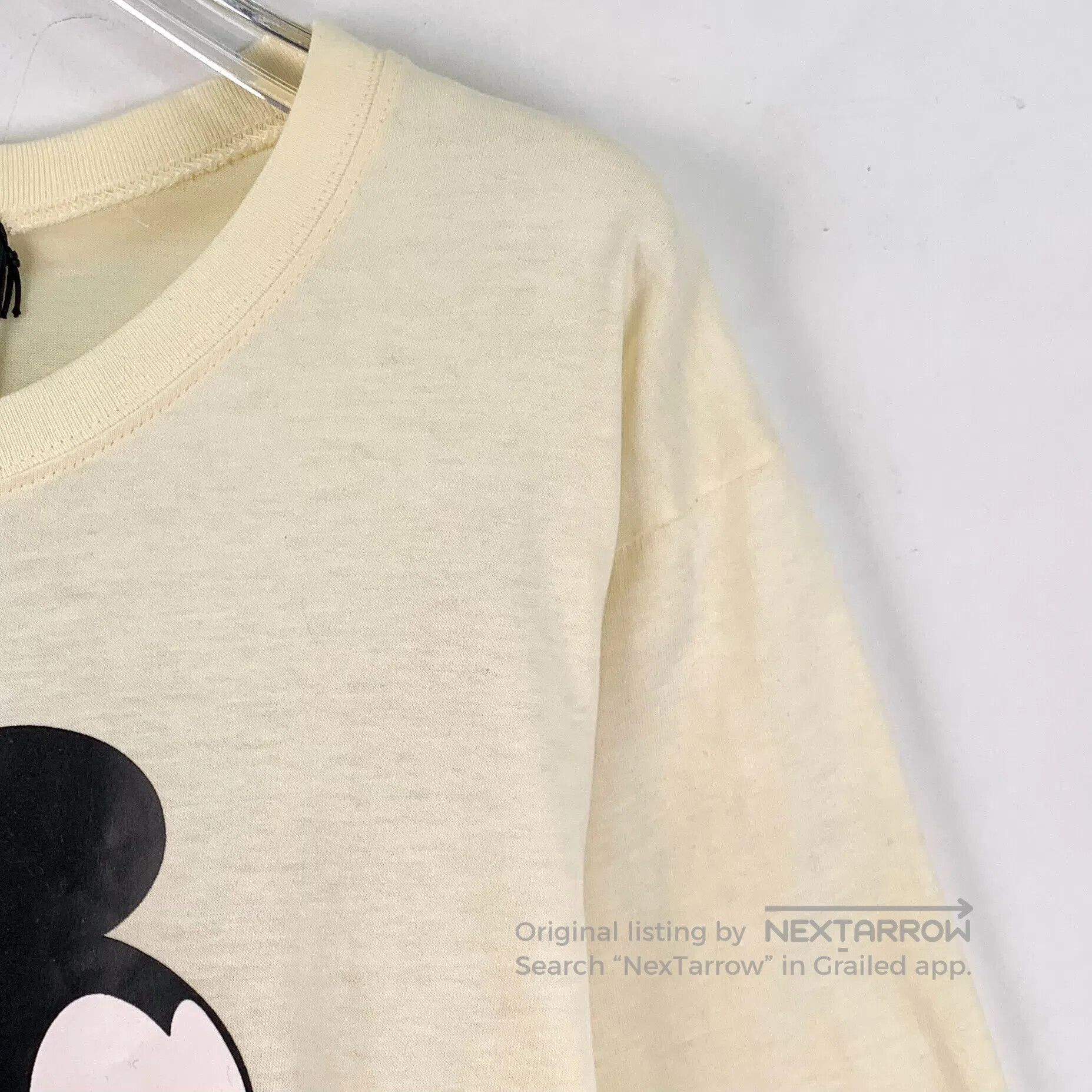 Gucci Guicci Beige Mickey Mouse Letter Printed Cotton Crew Neck Size US XS / EU 42 / 0 - 3 Thumbnail