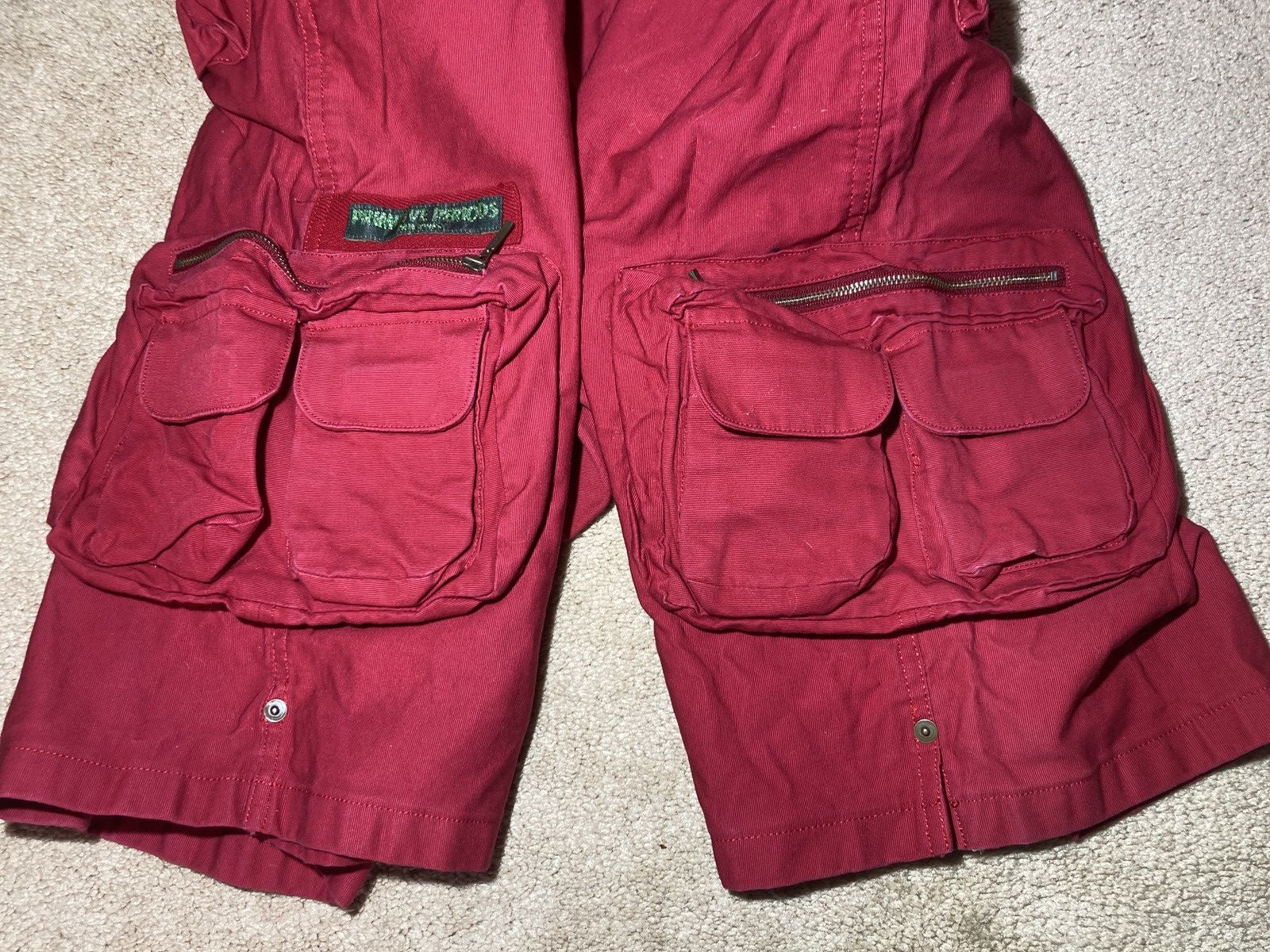 Japanese Brand 90s Milkboy Multi Pocket Parasite Shorts Red Cargo Vintage Size US 31 - 2 Thumbnail