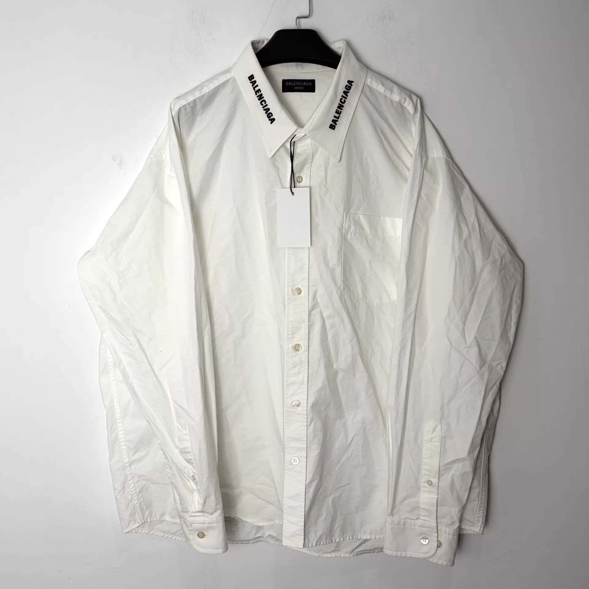 Balenciaga Balenciaga SS24 White Logo Embroidered Collar 1 Shirt Size US S / EU 44-46 / 1 - 1 Thumbnail