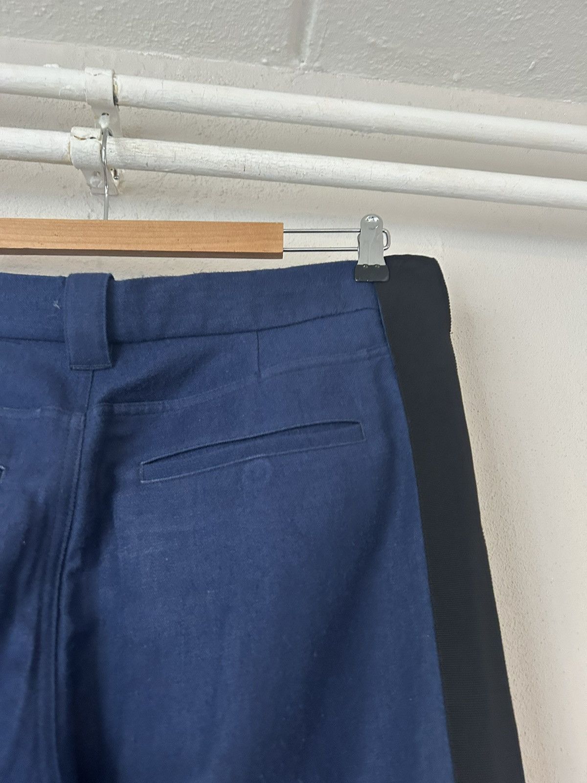 Haider Ackermann Blue Linen / Fleece Wool Blend Side Stripe Pants Size US 34 / EU 50 - 10 Thumbnail