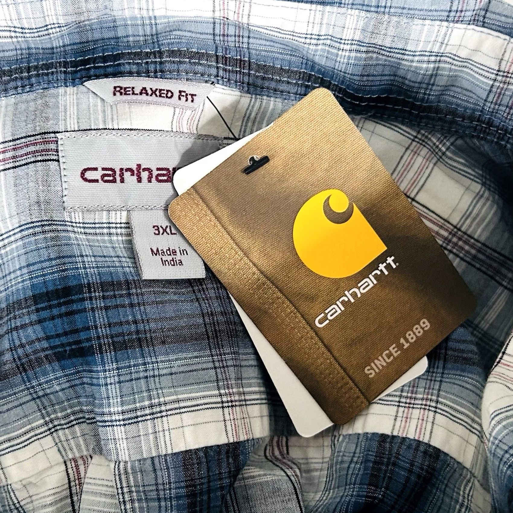 Carhartt Carhartt Shirt Button-Up Plaid 3XL Regular Fit Cotton Blue Red White Casual Workwear Mens NWT Size US XXL / EU 58 / 5 - 3 Thumbnail