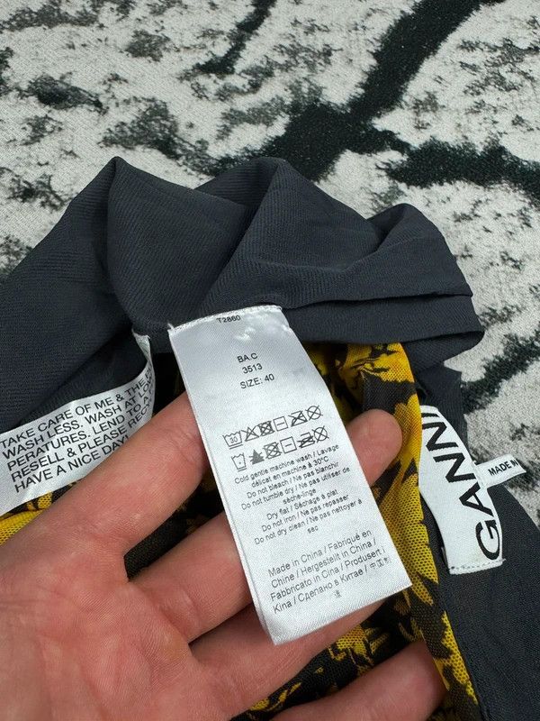 Ganni Ganni dress long new yellow black flowers sunflowers 40 Size L / US 10 / IT 46 - 5 Thumbnail