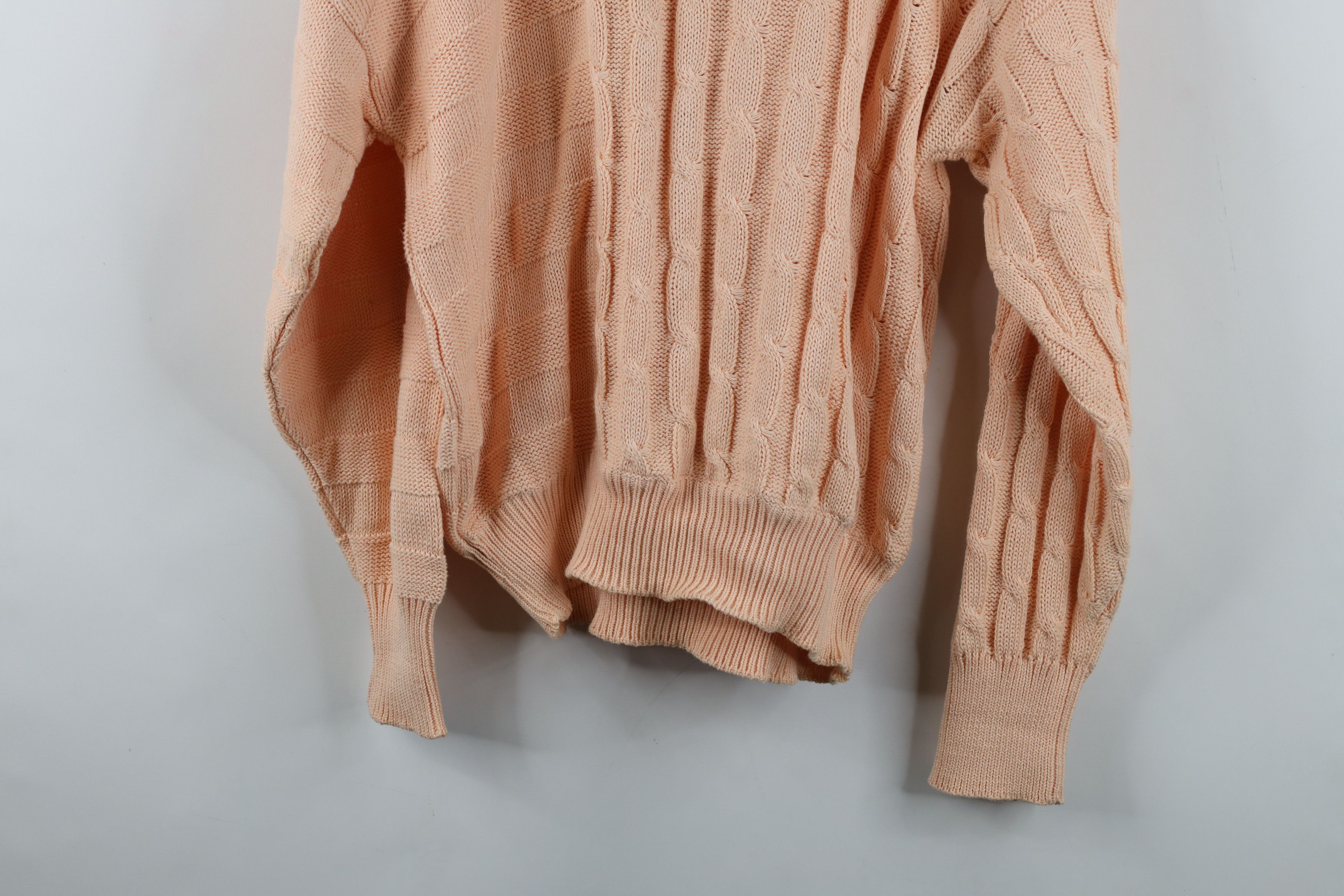 Vintage Vintage 90s Streetwear Cotton Chunky Cable Knit Sweater Pink Size US L / EU 52-54 / 3 - 12 Thumbnail