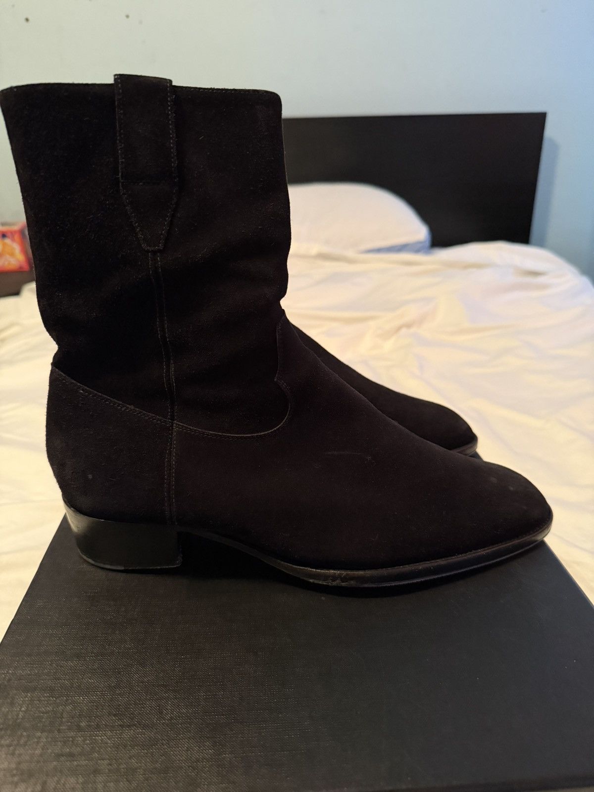 Saint Laurent Paris VERY RARE FW13 Black Suede Cowboy Size US 10 / EU 43 - 4 Thumbnail