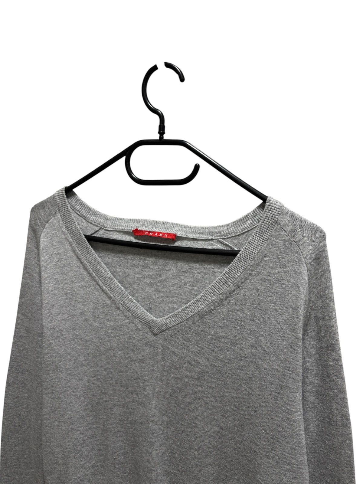 Prada Prada Sweater V-Neck White Tab Logo Back Size US M / EU 48-50 / 2 - 2 Thumbnail