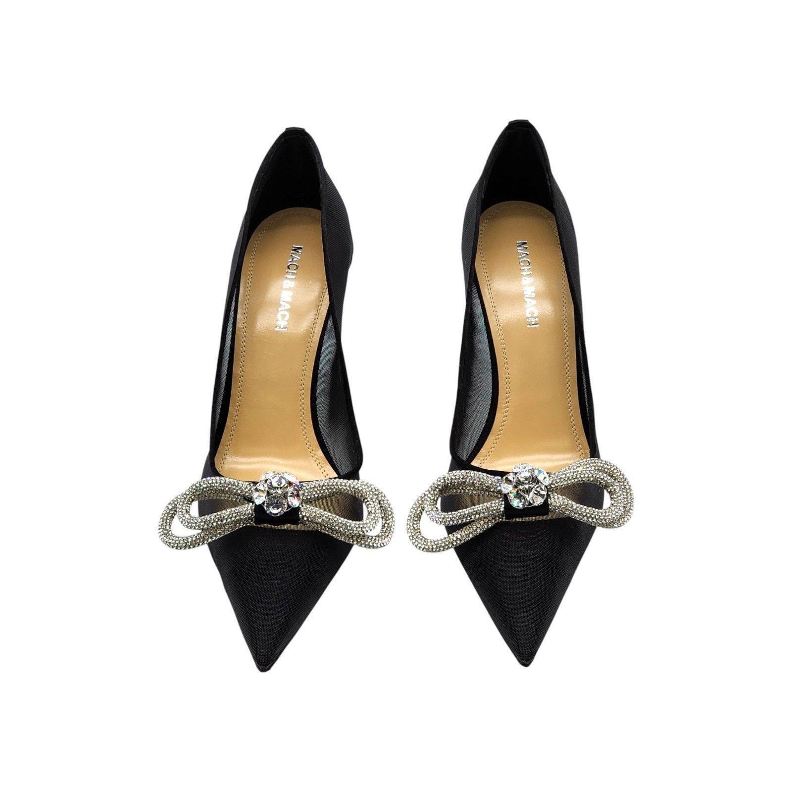 MACH & MACH Double Bow Crystal Pumps Heels EU 36 US 5.5 - NWB $1195 Size US 6 / IT 36 - 4 Thumbnail
