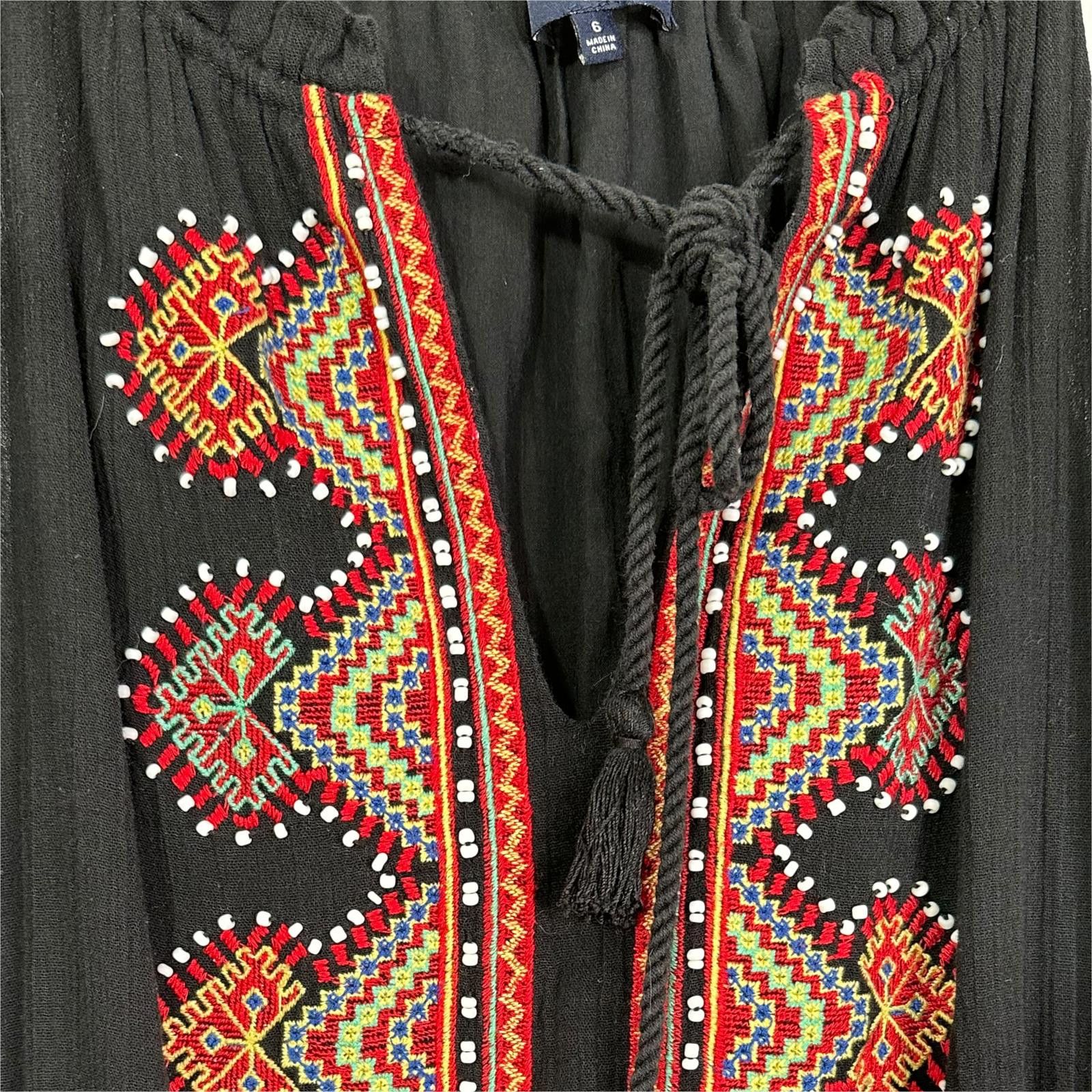 helsi gemma embroidered dress Umgee Peace Plaid Applique Short Sleeve Mini Dress Black / S main image 1