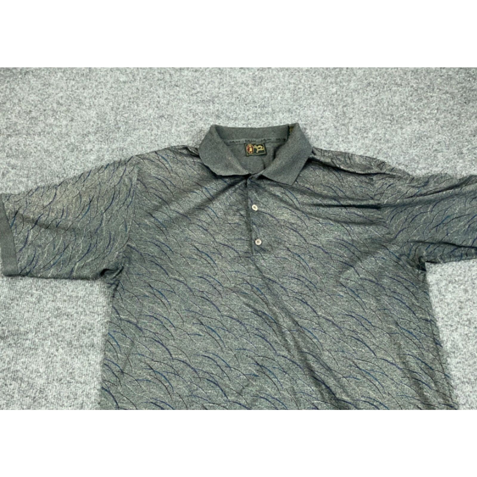 Vintage VINTAGE Bobby Jones Men's Polo Shirt Adult Large Gray Abstract Geometric Pattern 90s Retro Preppy Made in Italy Size US L / EU 52-54 / 3 - 7 Thumbnail