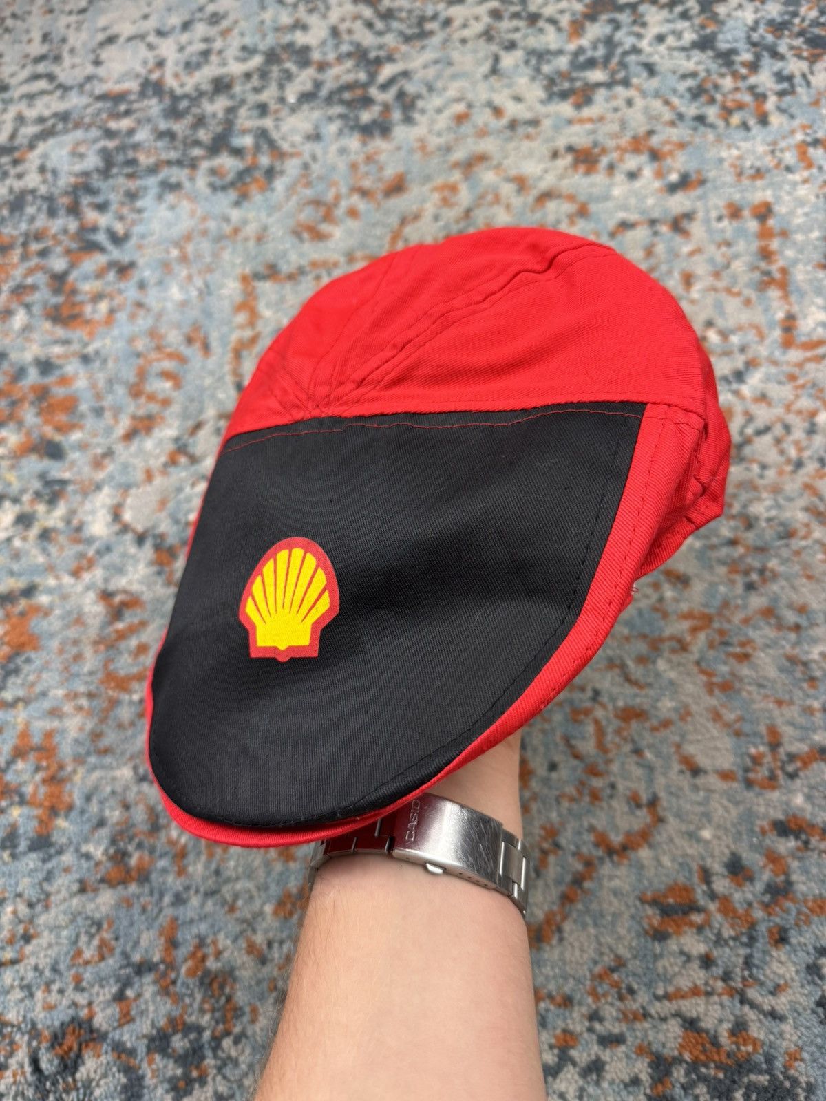 Vintage Vintage 80s Shell Ferrari f1 racing flat cap hat Size ONE SIZE - 1 Thumbnail