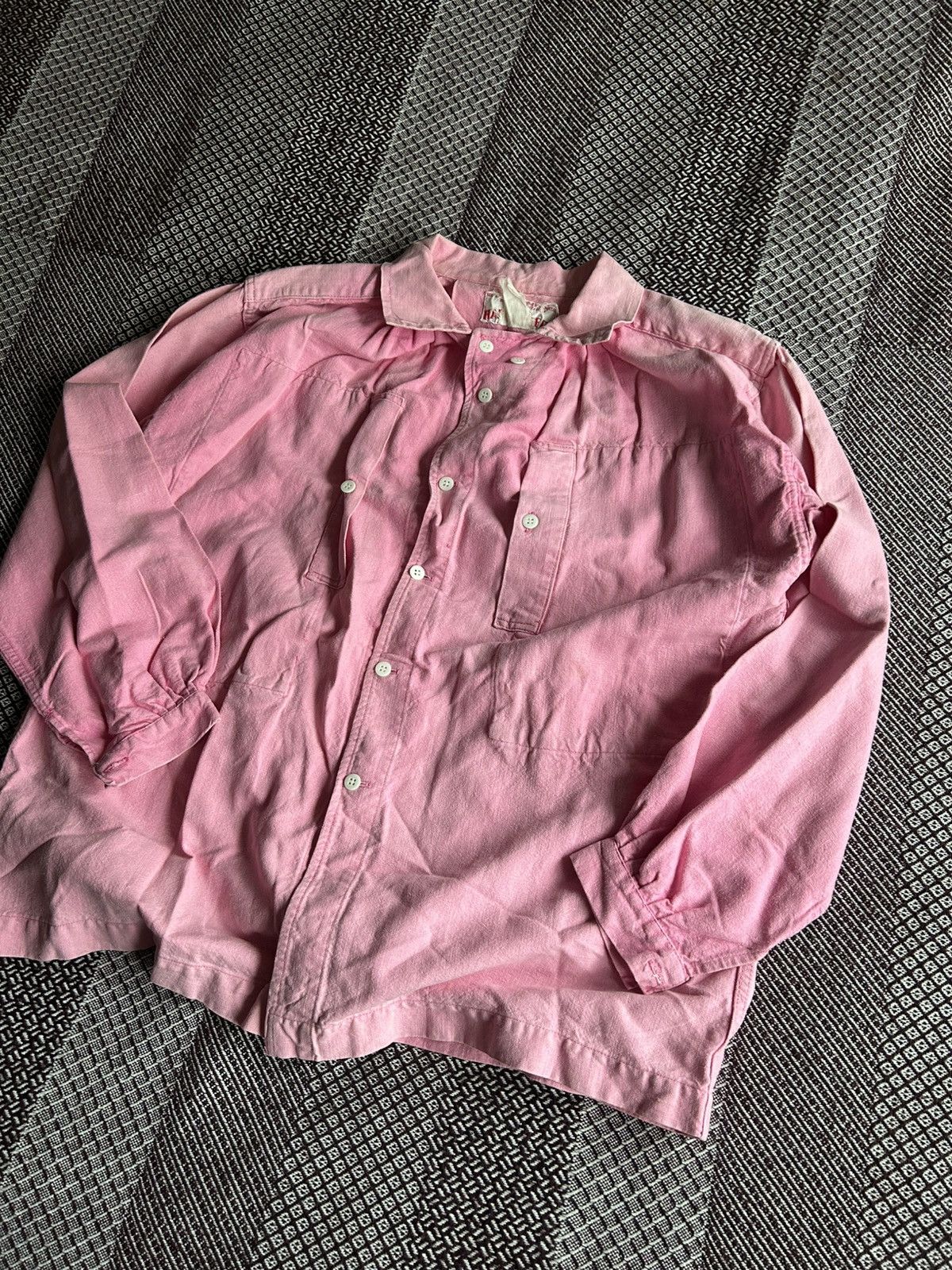 Japanese Brand × Vintage Vintage 70s Heavy Workwear Shirt Polo Manufacture Faded Size US XXL / EU 58 / 5 - 2 Thumbnail