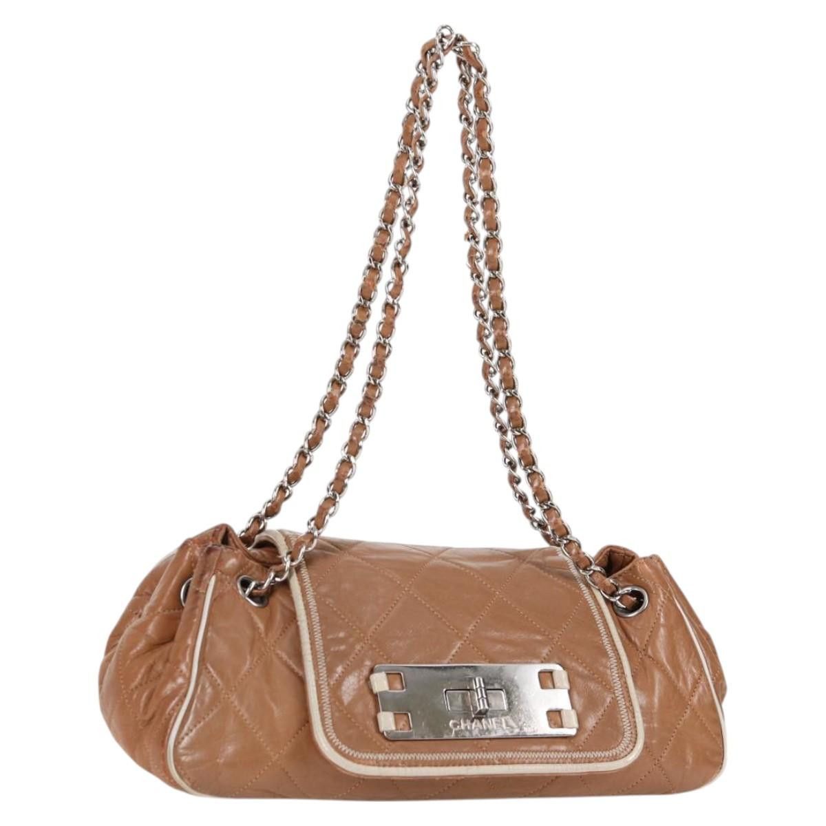 Chanel Chain Matelasse 2.55 Shoulder Bag Lamb Skin Brown Cc Auth 119413, Women's