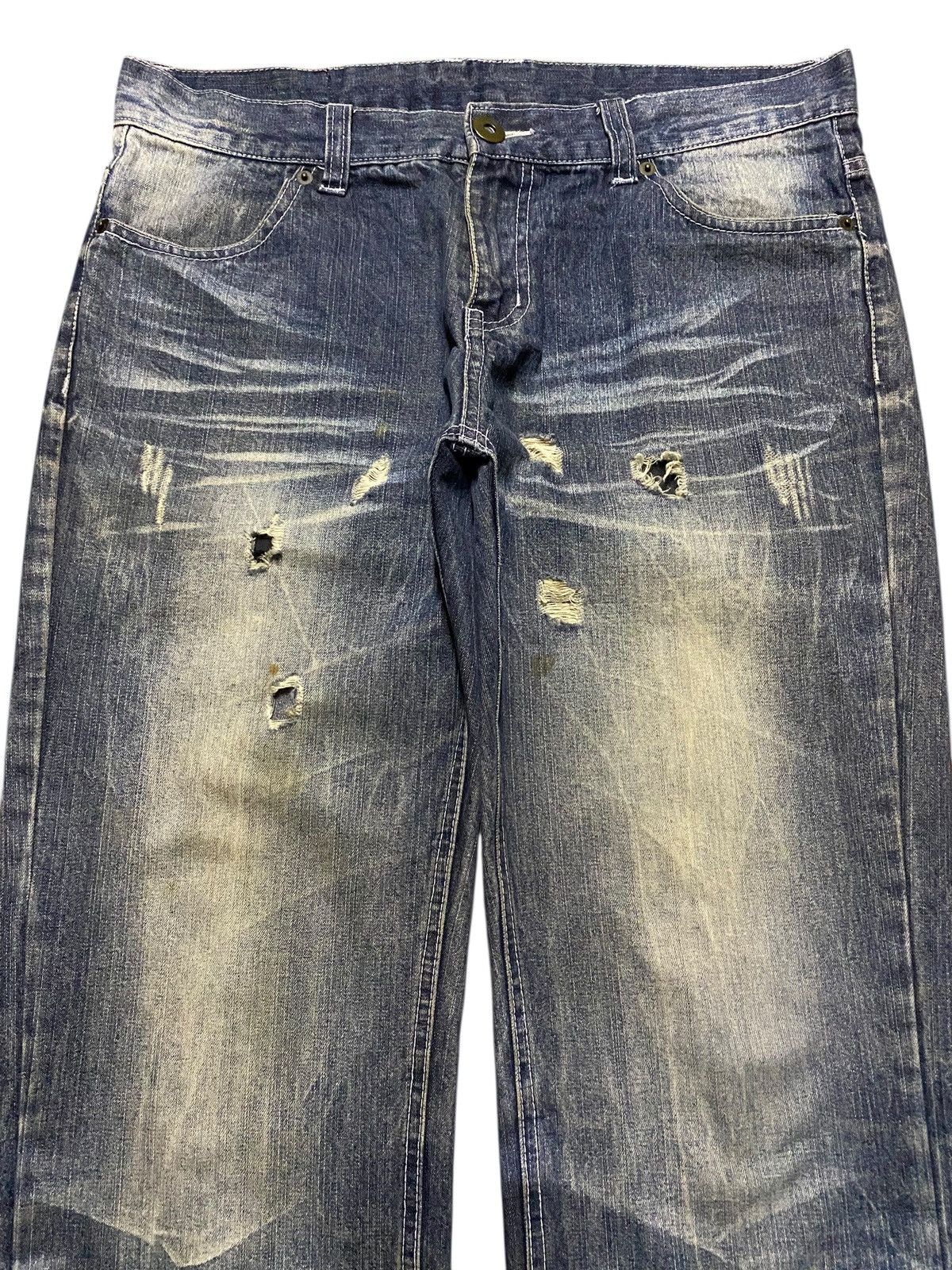 Replay Vintage Japanese Brand Mud Wash Distressed Loose Jeans Size US 33 - 3 Thumbnail