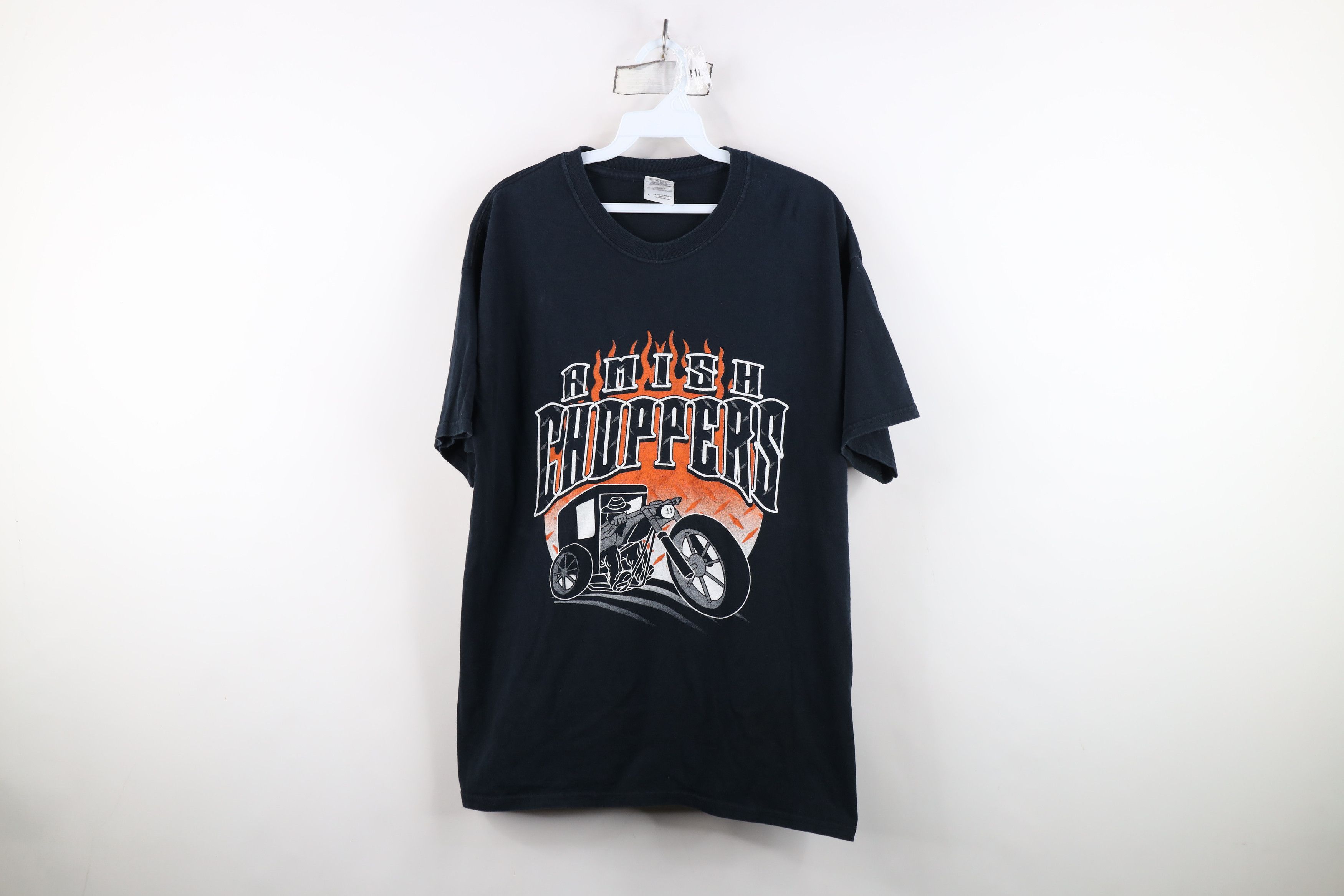 Vintage Vintage Y2K Streetwear Chopper Fire Flames T-Shirt Black Size US L / EU 52-54 / 3 - 1 Thumbnail