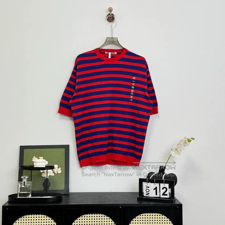 Givenchy Givenchy Striped Letter Logo Knit Short Sleeve Size US M / EU 48-50 / 2 - 1 Thumbnail