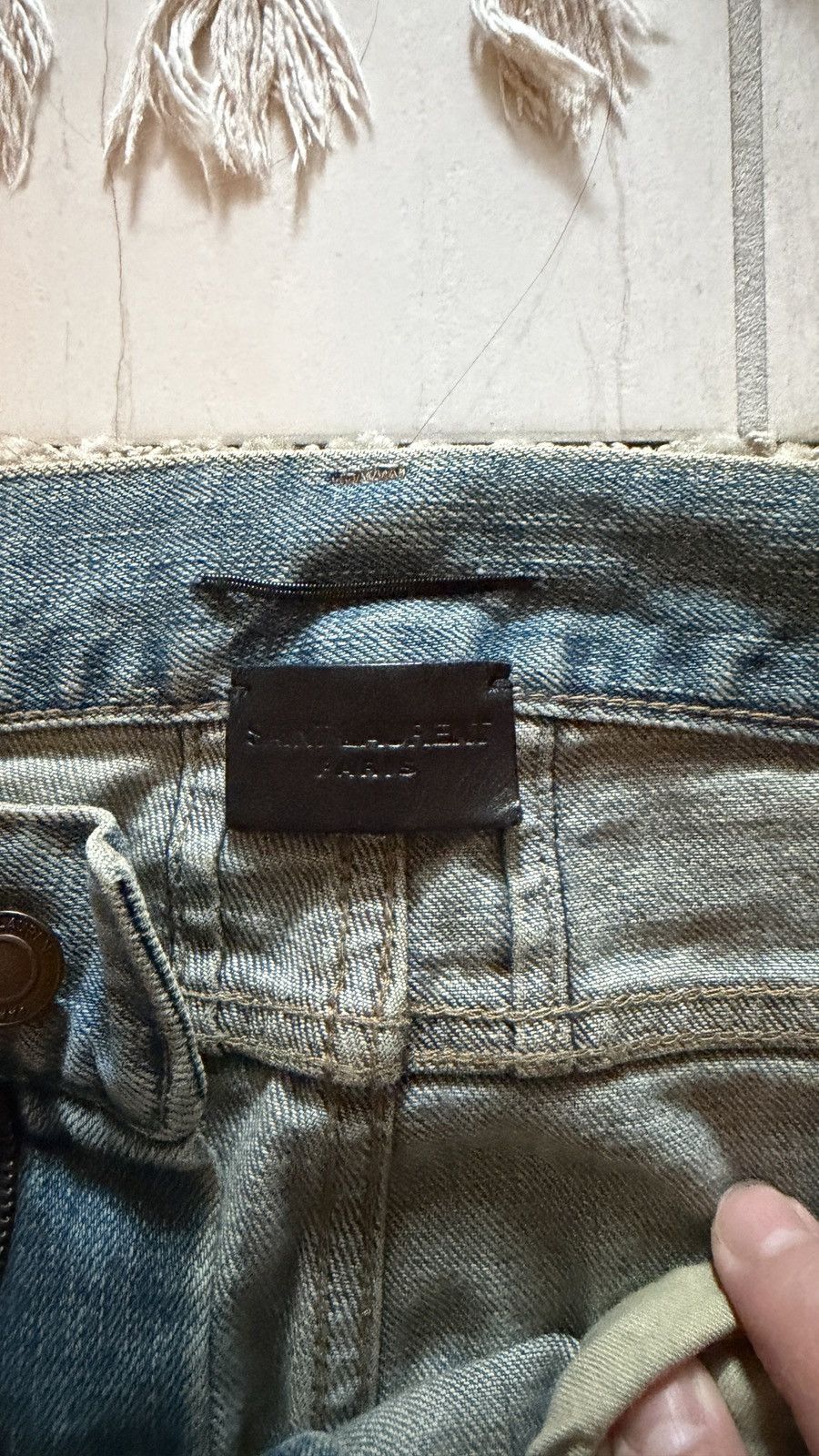 Saint Laurent Paris Saint Laurent Light Blue Distressed Slim Denim Men's Jeans Size US 33 - 2 Thumbnail