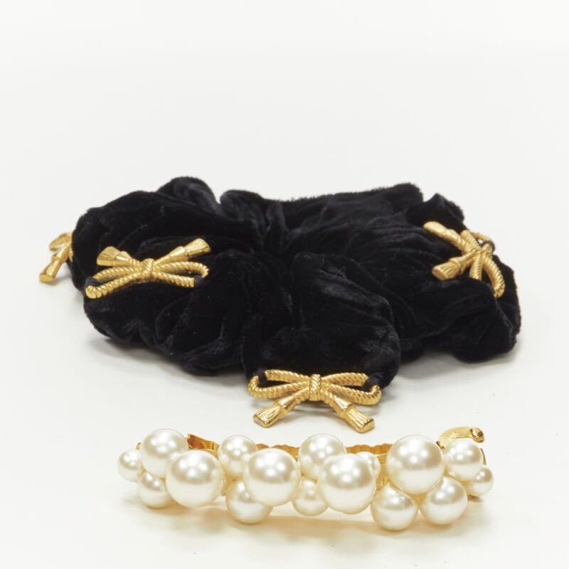 Other CHIC & PLUS ALEXANDRE ZOUARI gold bow velvet scrunchie SUN VIOLET pearl clip X2 Size ONE SIZE - 1 Thumbnail