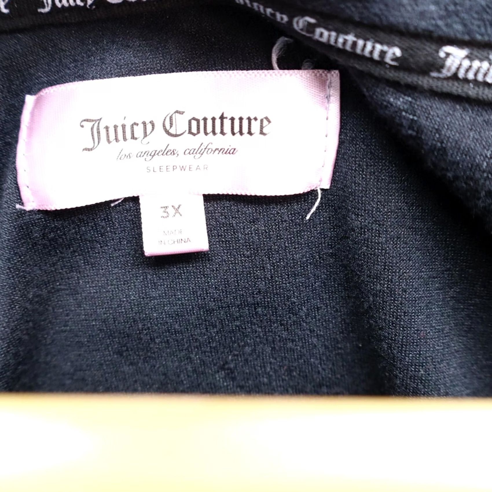 Juicy Couture Juicy Couture Black Velour Shirt Women 3X Monogram Pullover Crew Neck Long Sleeve Rhinestone Lounge Top Plus Size Women Size XXL / US 16-18 / IT 52-54 - 3 Thumbnail
