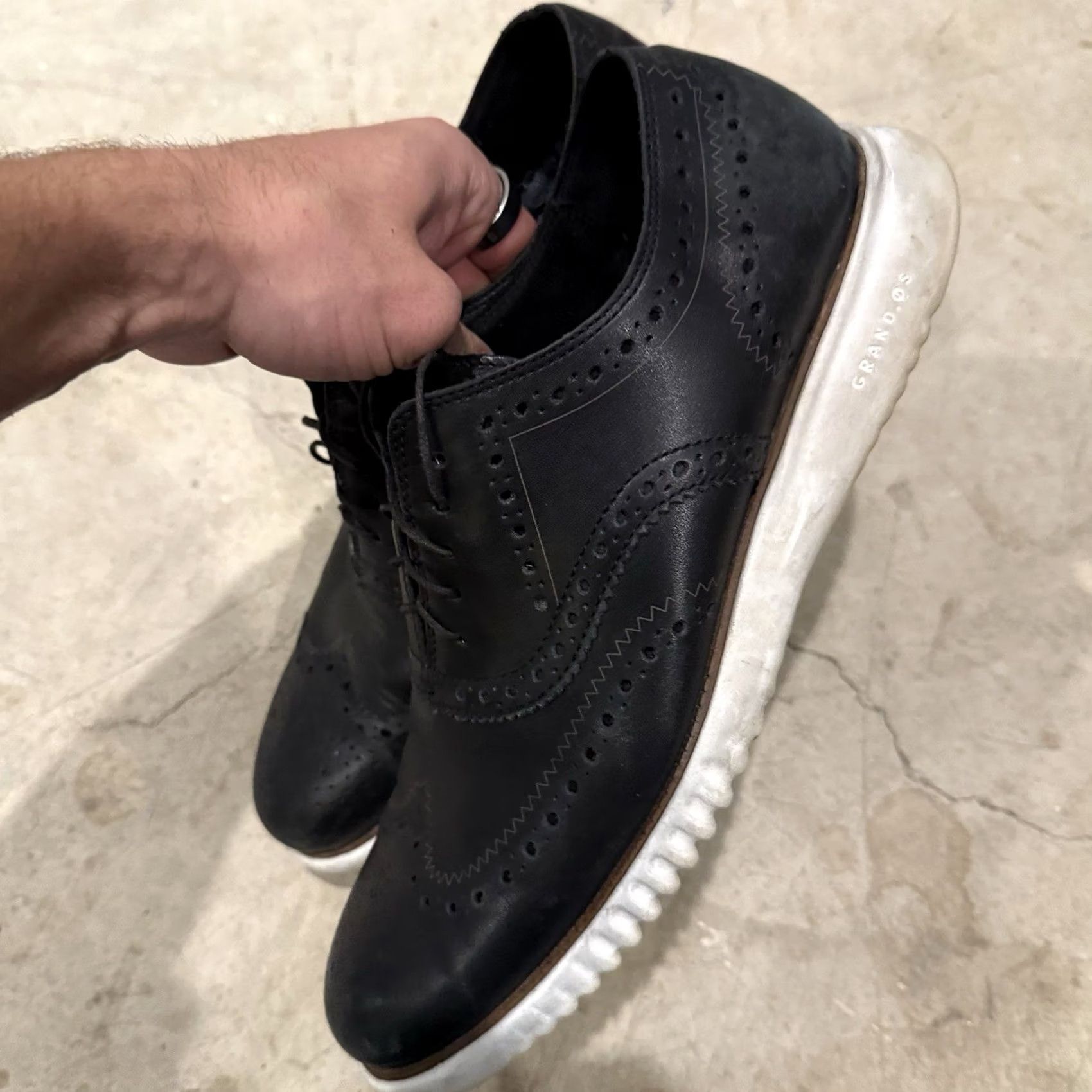 Cole Haan Cole Haan 2.ZeroGrand Wingtip Oxford Mens Size 11 Black Leather Style C31534 Dress Shoe City Preppy Style Wing Tip Mens Black Leather Shoes Size US 10 / EU 43 - 5 Thumbnail