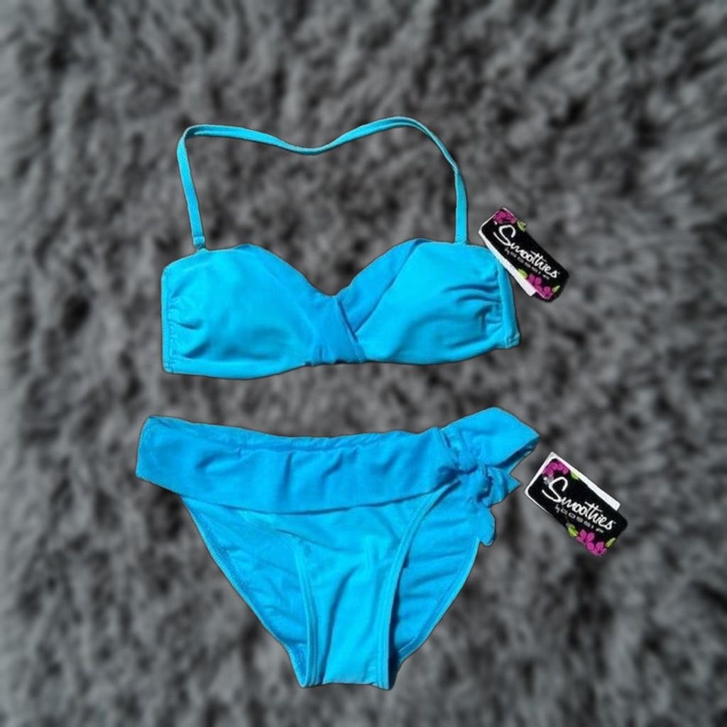 Vintage Smoothies Bikini 2 Piece Swimwear S Halter Padded Classic Pool Beach Tropical Beach Womens Bikini Set Halter Bandeau Nylon Spandex Size ONE SIZE - 1 Thumbnail