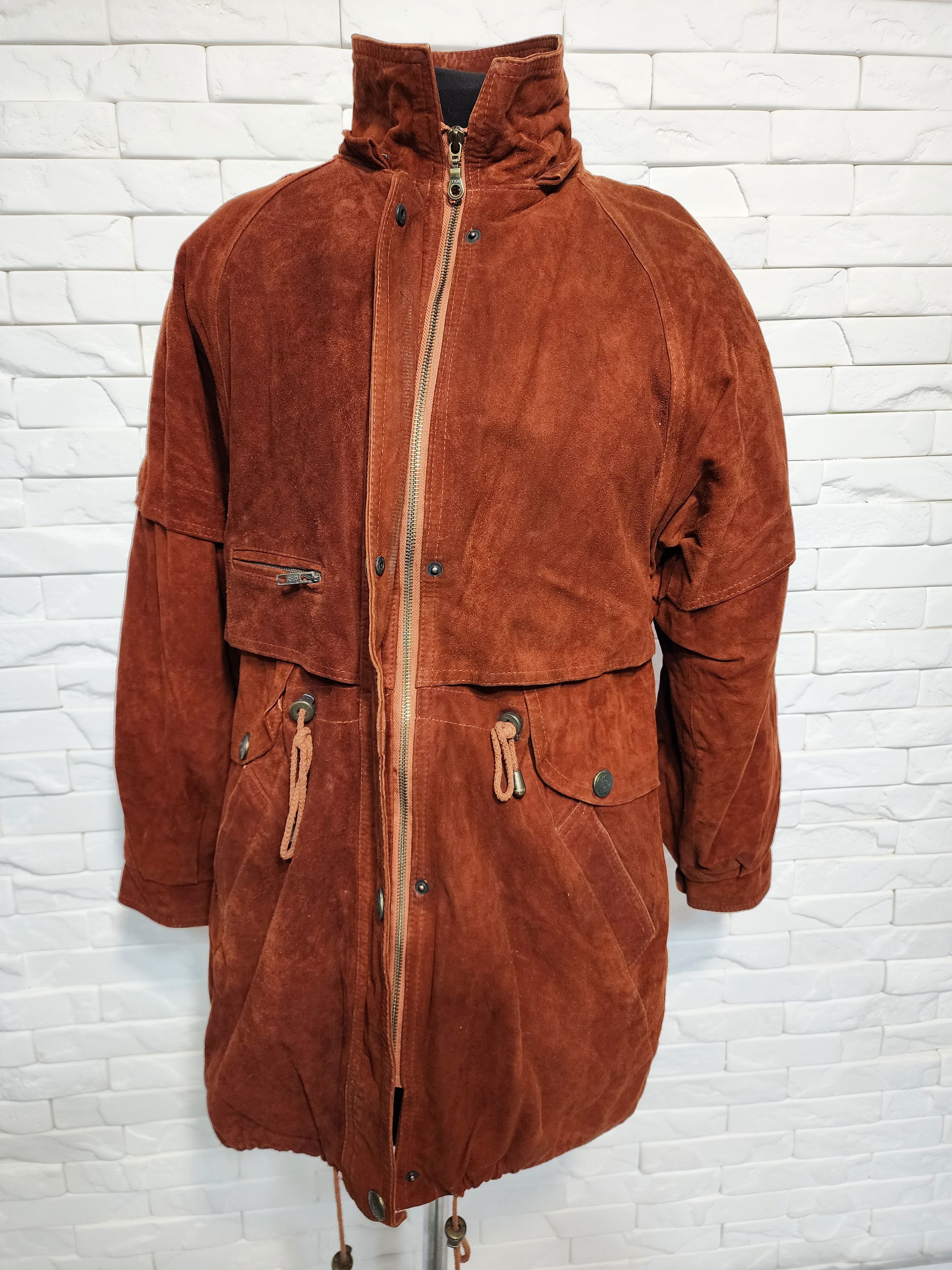 Genuine Leather Vintage Brown Suede Leather Jacket: Size L / US 10 / IT 46 - 2 Thumbnail