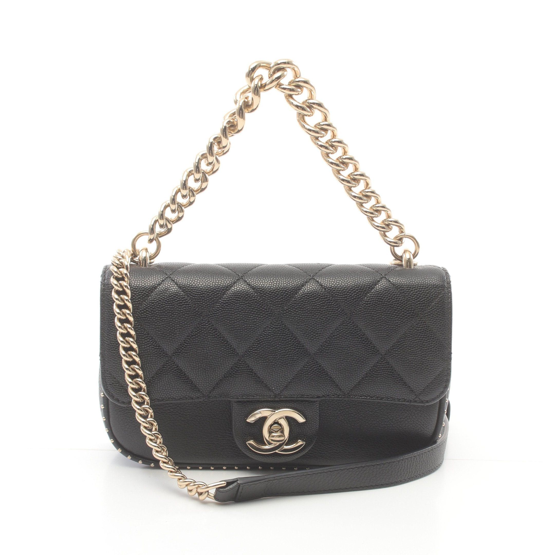 Chanel Chanel Chain Shoulder Bag Caviar Skin Black Gold Hardware Size ONE SIZE - 1 Thumbnail