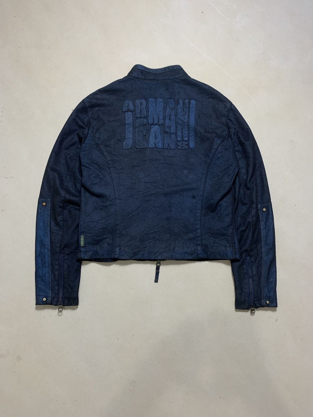 Armani Armani Jeans Navy Cracked Effect Faux Suede Size US L / EU 52-54 / 3 - 1 Thumbnail