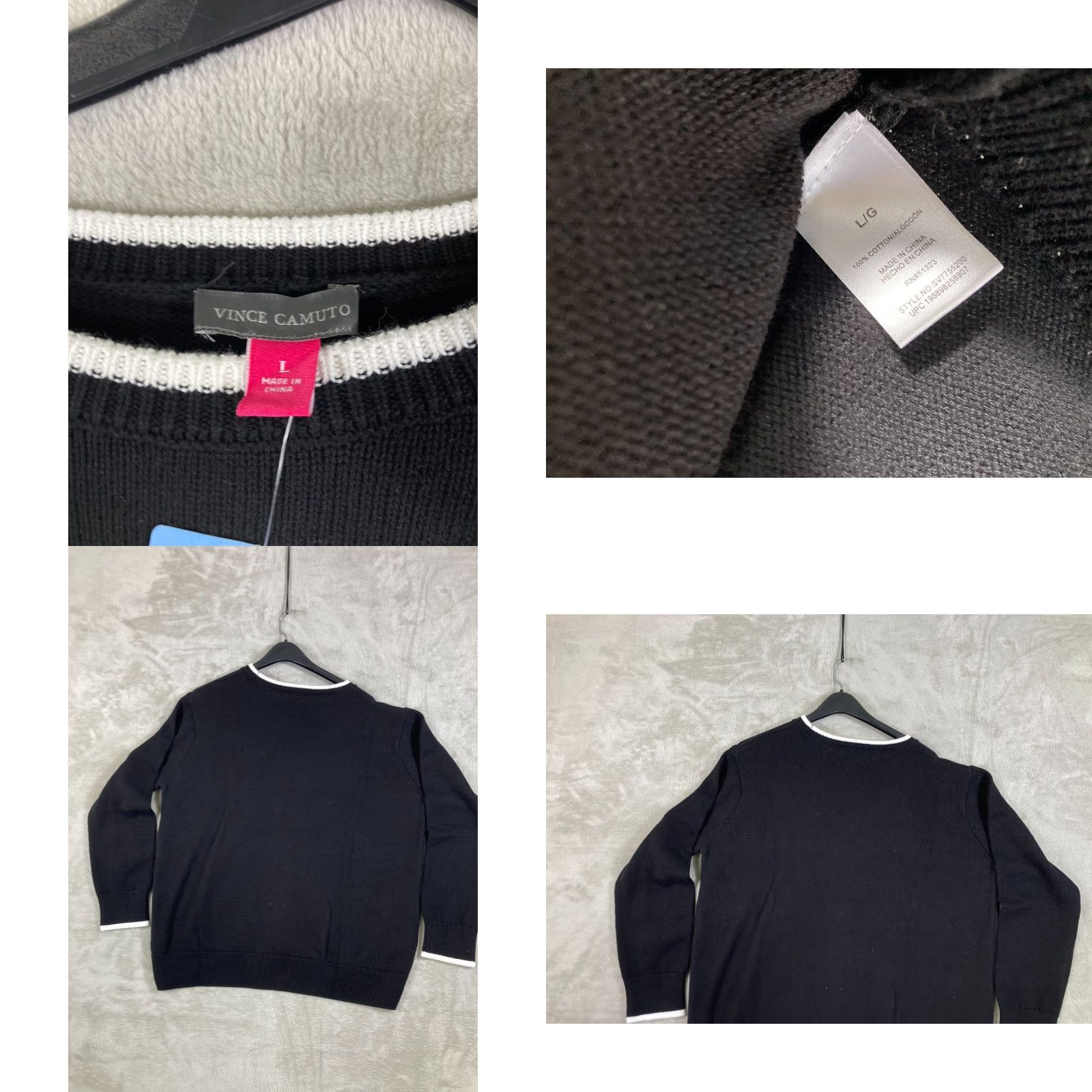 Vince Camuto Vince Camuto Pullover Sweater Womens Large Black Cotton Game Day Crew Neck NWT Long Sleeve Size L / US 10 / IT 46 - 8 Thumbnail