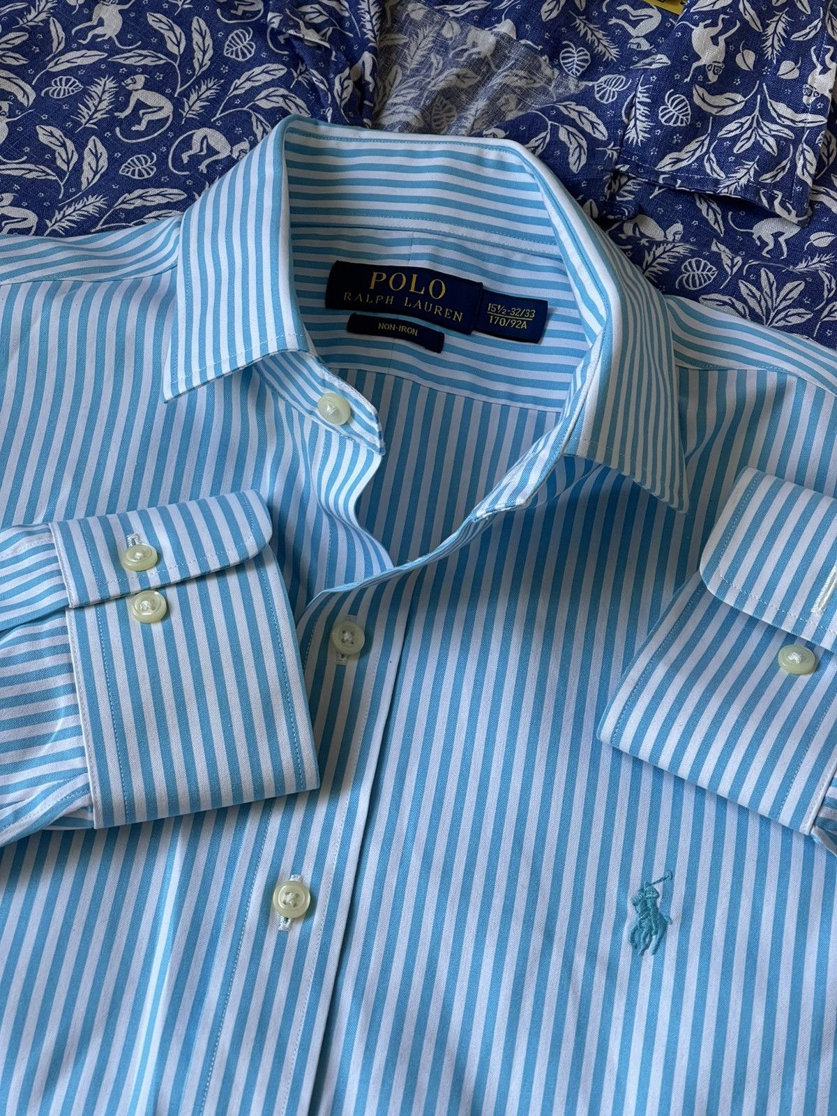 Polo Ralph Lauren Polo Ralph Lauren Turquoise/White striped sleeve shirt Size US L / EU 52-54 / 3 - 7 Thumbnail