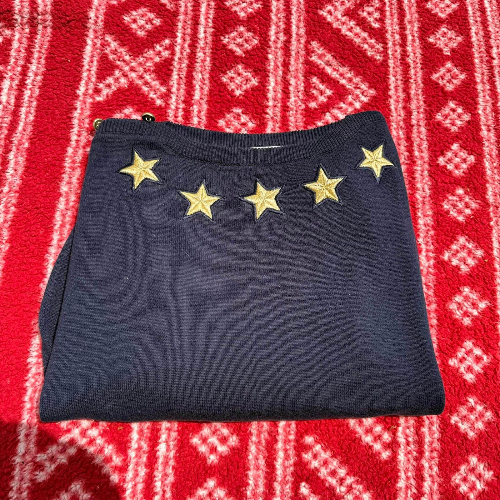 Other Vtg Stephanie by Suzelle Navy Star Sweater Gold Buttons Size L / US 10 / IT 46 - 1 Thumbnail