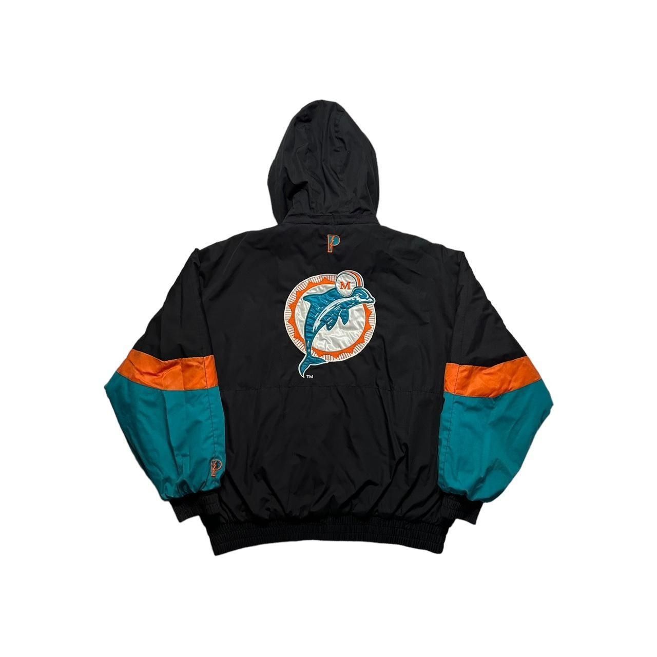 image of Nfl x Pro Player Vintage Miami Dolphins Reversible Puffer Jacket in Blue, Men's (Size 2XL)