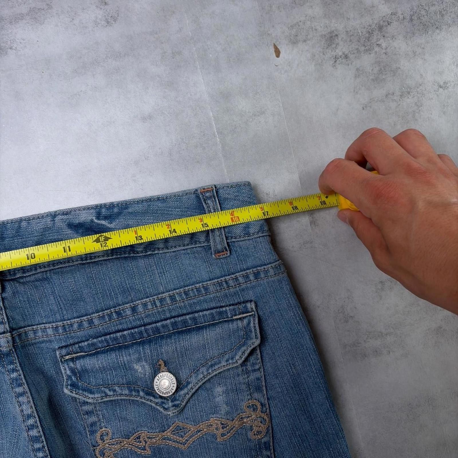 Aeropostale Y2K Blue Aeropostale Grunge Flared Embroidered Denim Jeans Size 34" / US 12 / IT 48 - 6 Thumbnail