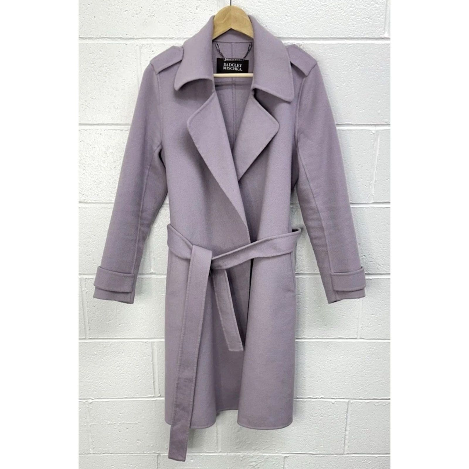 Badgley Mischka Badgley Mischka Coat Purple Wool Blend Long Belted Women’s M Size M / US 6-8 / IT 42-44 - 2 Thumbnail
