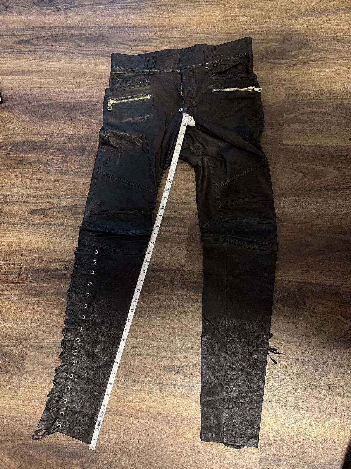 Balmain Balmain Lace-Up Lamb Leather Biker Jeans Size US 32 / EU 48 - 5 Thumbnail