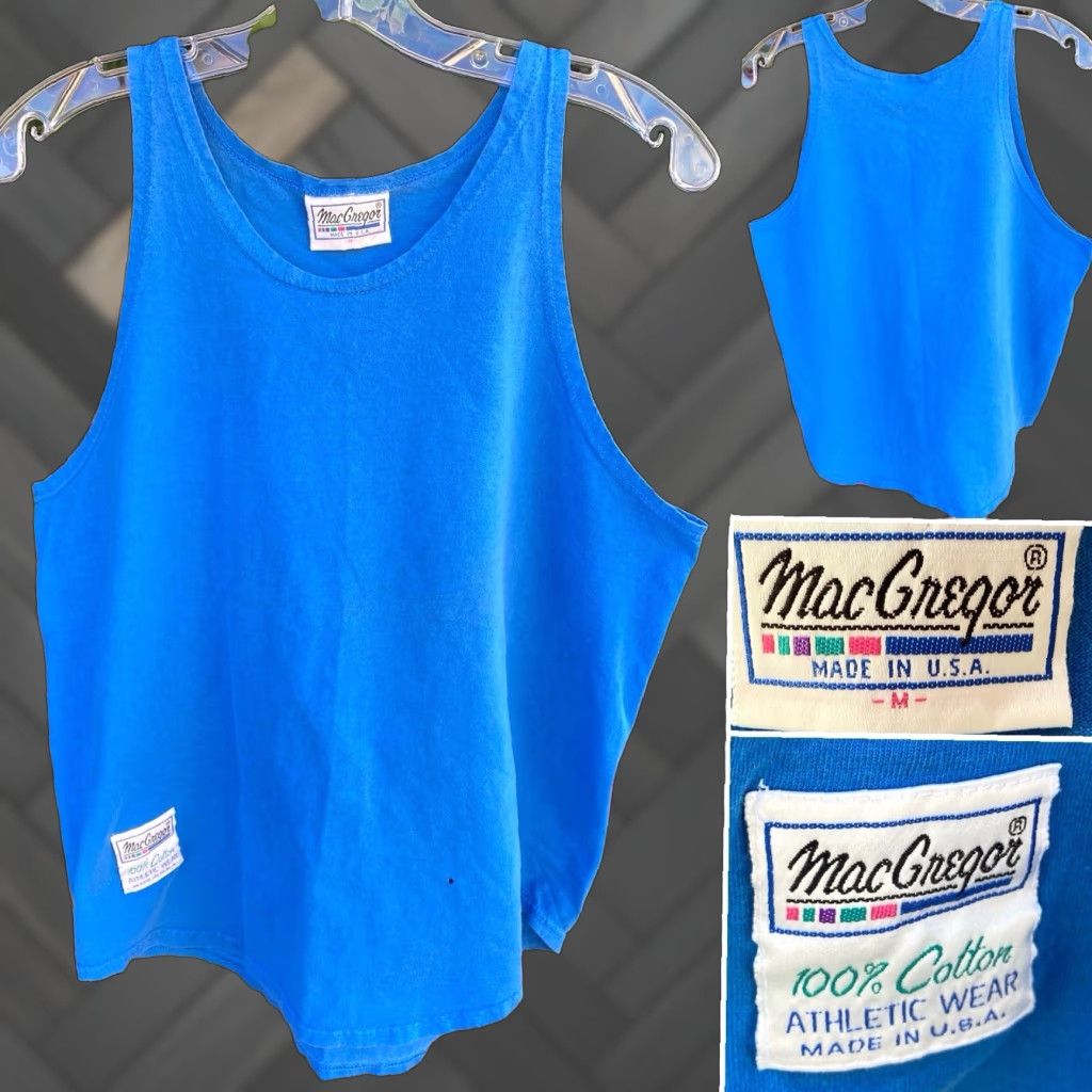 McGregor VINTAGE MacGregor Athletic Tank Top Blue 80s 90s Mens M Worn Hole Made In USA Size US M / EU 48-50 / 2 - 1 Thumbnail