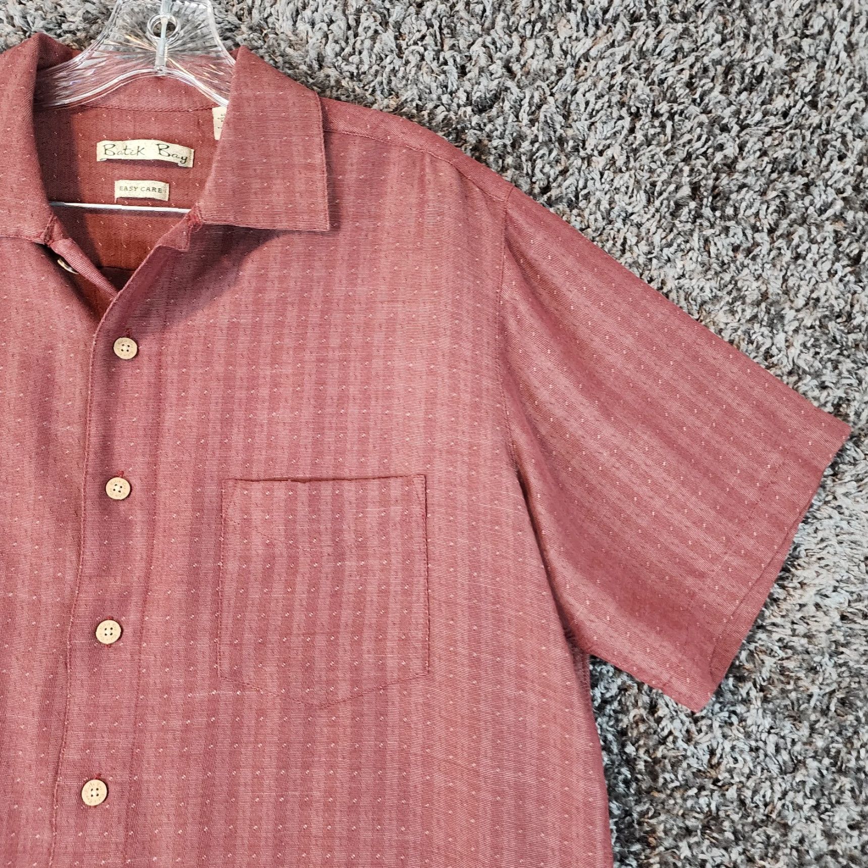 Vintage VINTAGE Batik Bay Button-Up Shirt Mens Large Red Short Sleeve Size US 33 - 3 Thumbnail