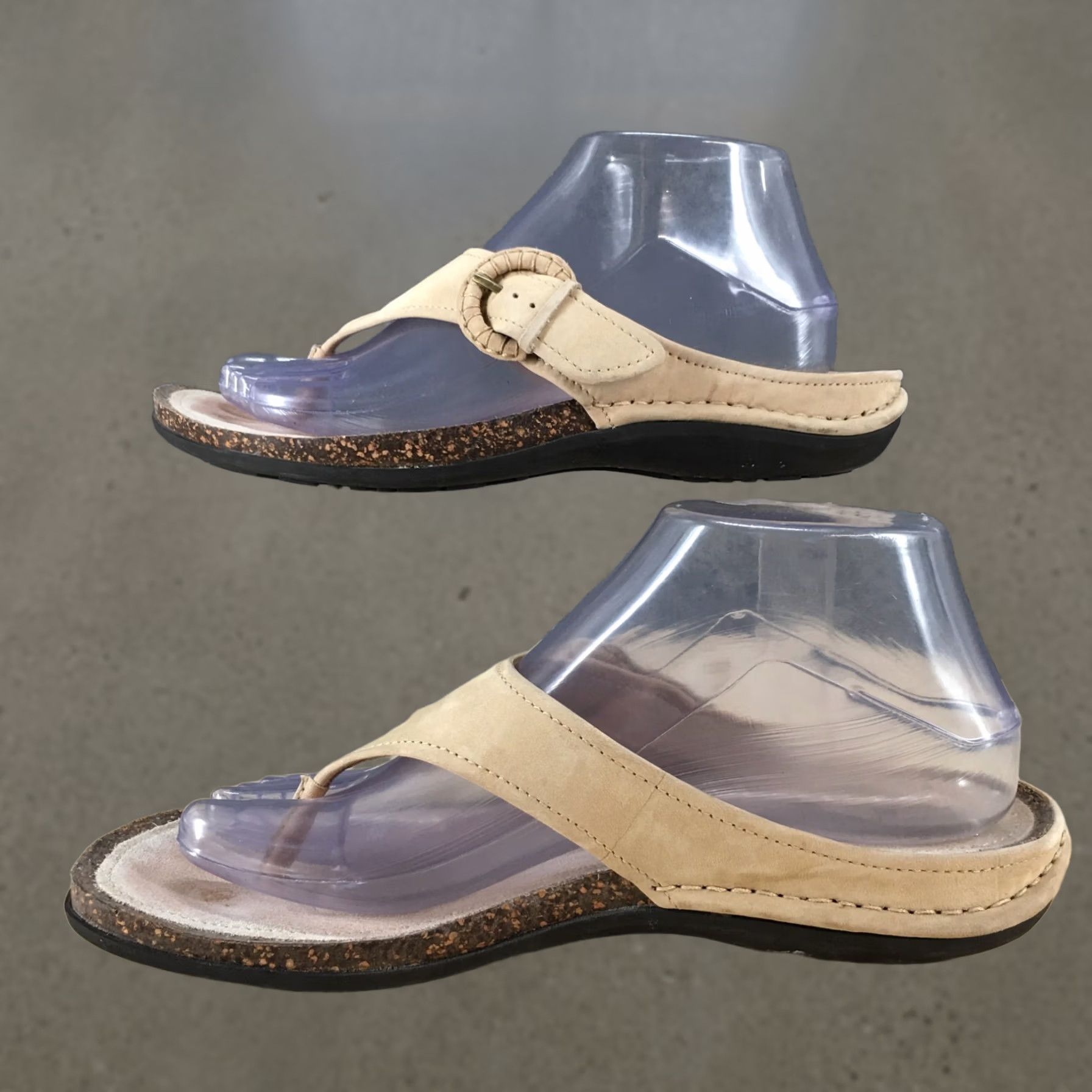 Rockport Rockport Sandals Womens 8.5 M Thong Beige Leather Toe-Post Comfort Casual Flats Size US 9 / IT 39 - 1 Thumbnail