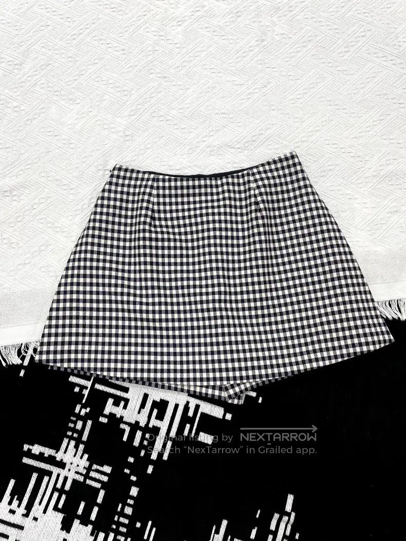 Dior Dior Black and White Sutra ‮ Qiandian ‬ Bird Plaid Skirt S Size 25" / US 0 / IT 36 - 3 Thumbnail