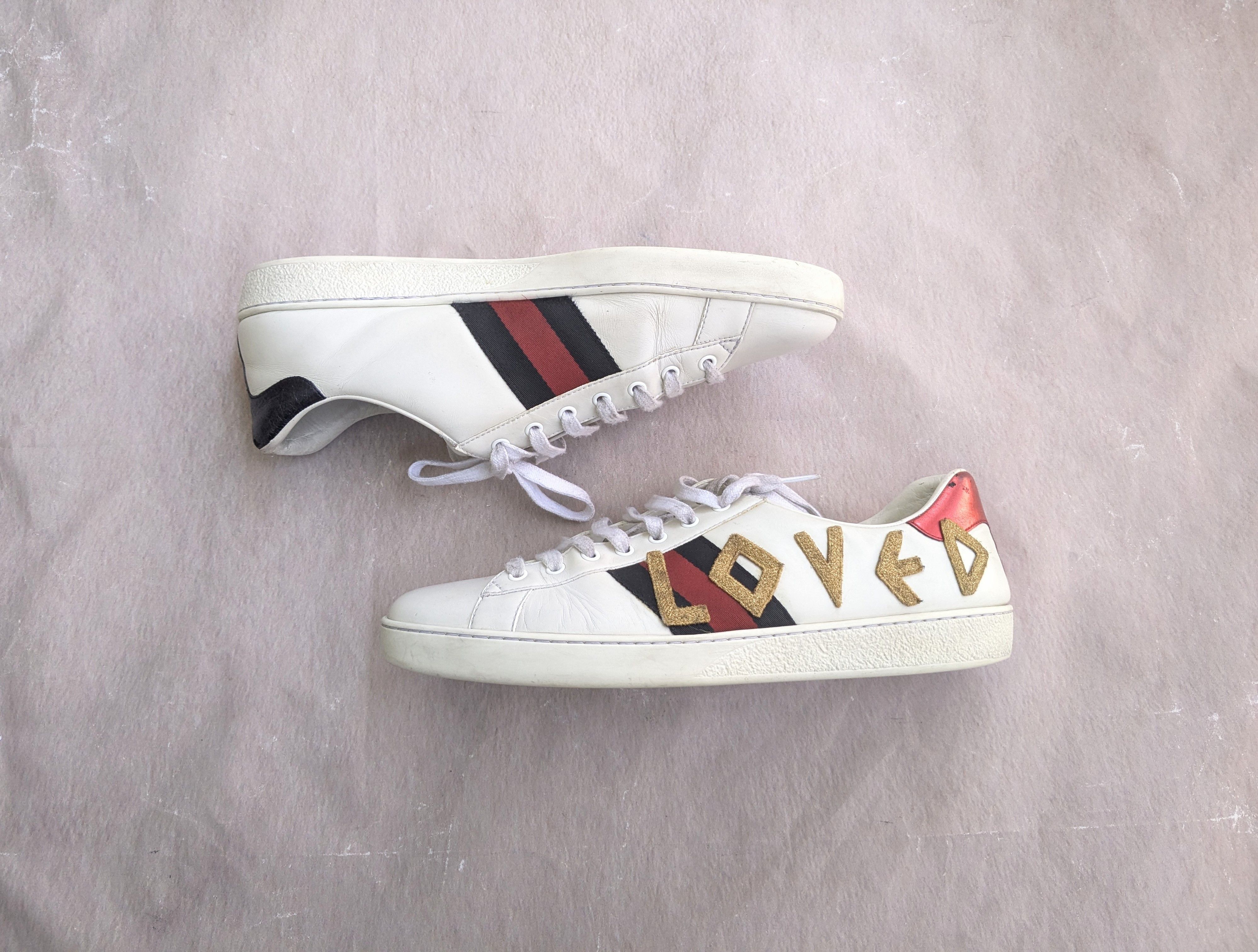 Gucci Gucci Ace Sneakers White Leather Loved 12.5 Low Tops Size US 12.5 / EU 45-46 - 1 Thumbnail