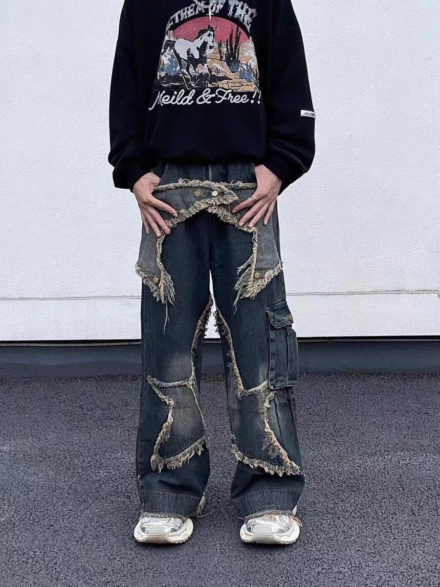Vintage STAR Embroidered Jeans, y2k Jeans Size 28" / US 6 / IT 42 - 4 Thumbnail