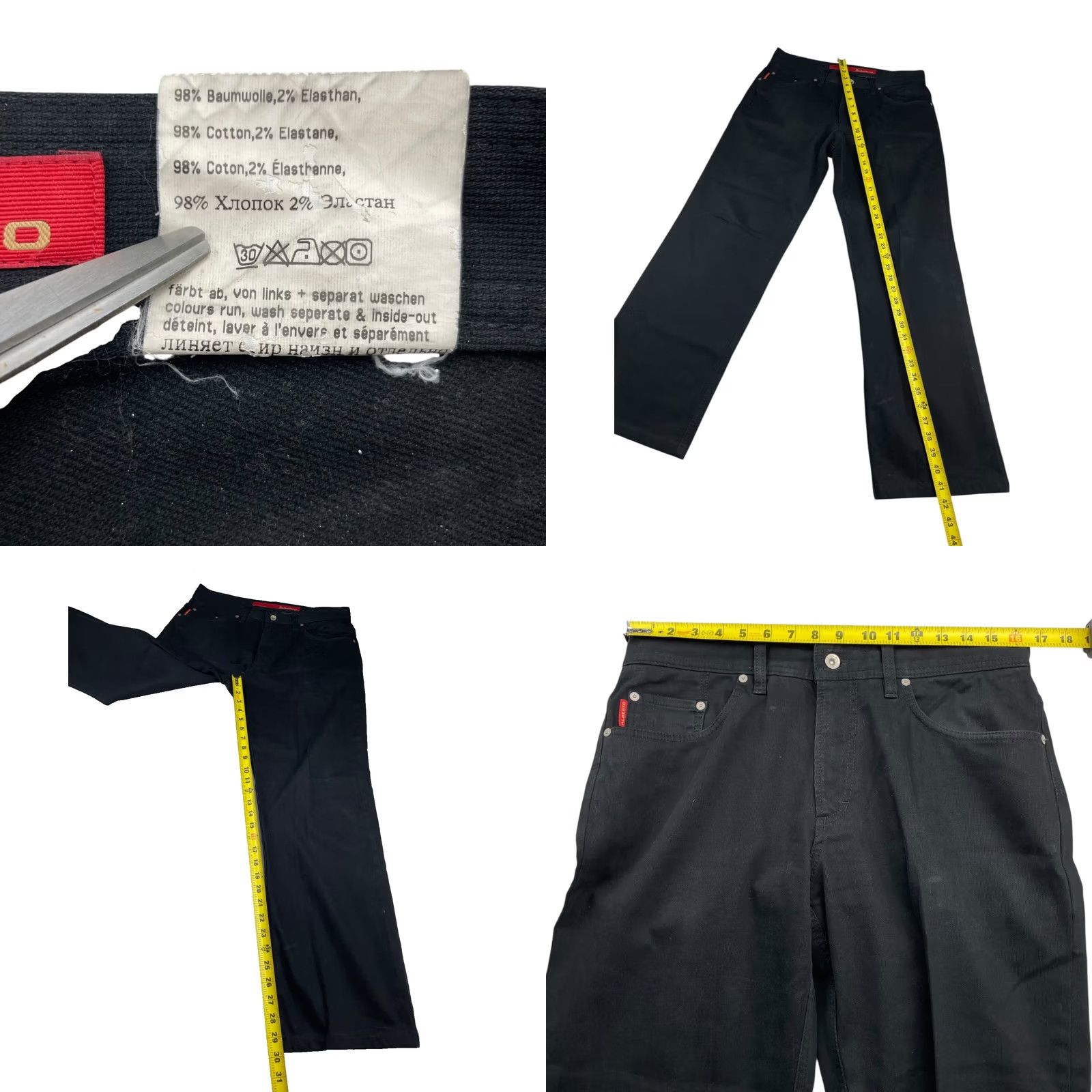 Vintage ALBERTO Men’s Tim Cotton Stretch 5-Pocket Fade Out Pants Black 33x30 Rubber? Size US 34 / EU 50 - 8 Thumbnail