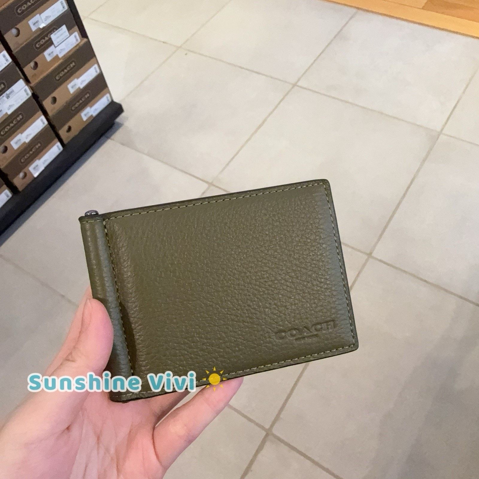 Coach NWT Coach Slim Money Clip Billfold Wallet CH090 Olive Size ONE SIZE - 1 Thumbnail