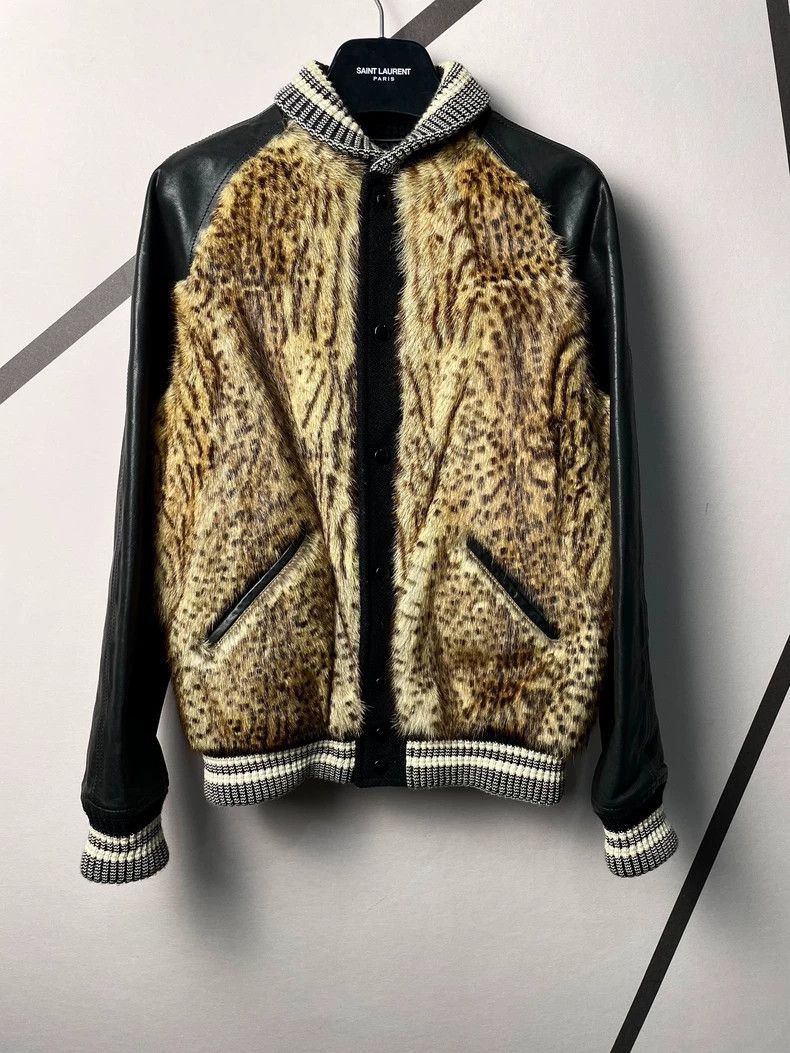 Saint Laurent Paris Leather patchwork calf leather baseball